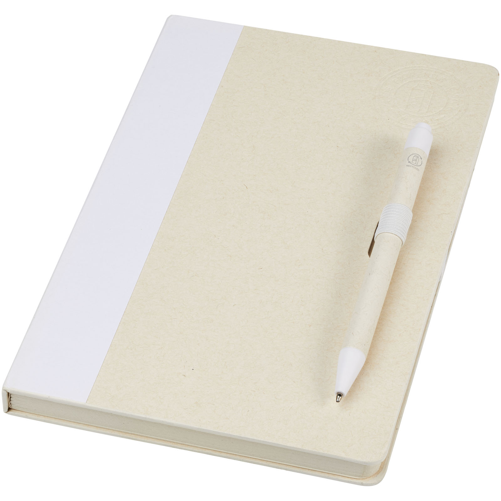 Dairy Dream A5 Notizbuch und Kugelschreiber-Set aus recyceltem Milchkarton weiss
