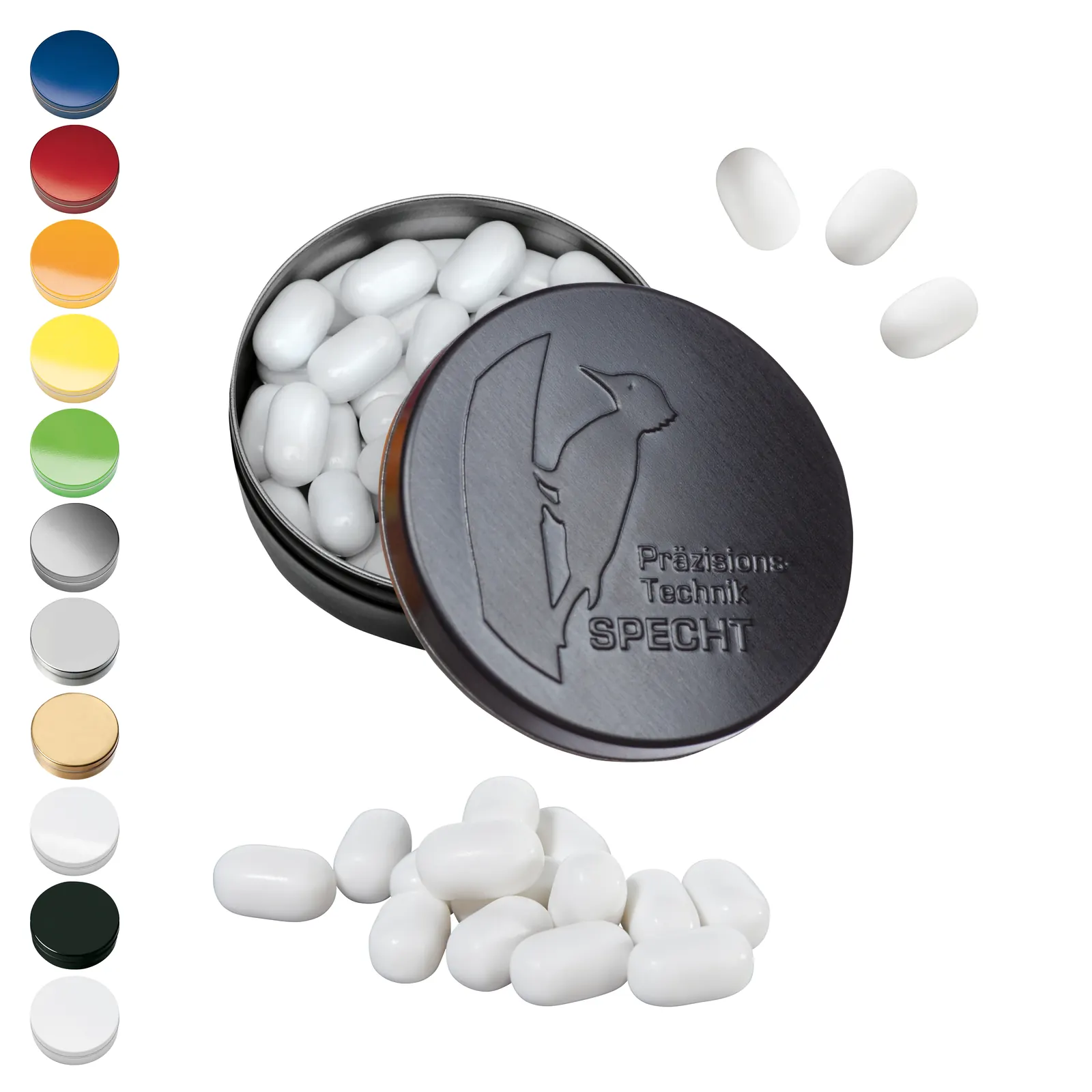 XS-Prägedose mit tic tac, 18g - weiß-glänzend