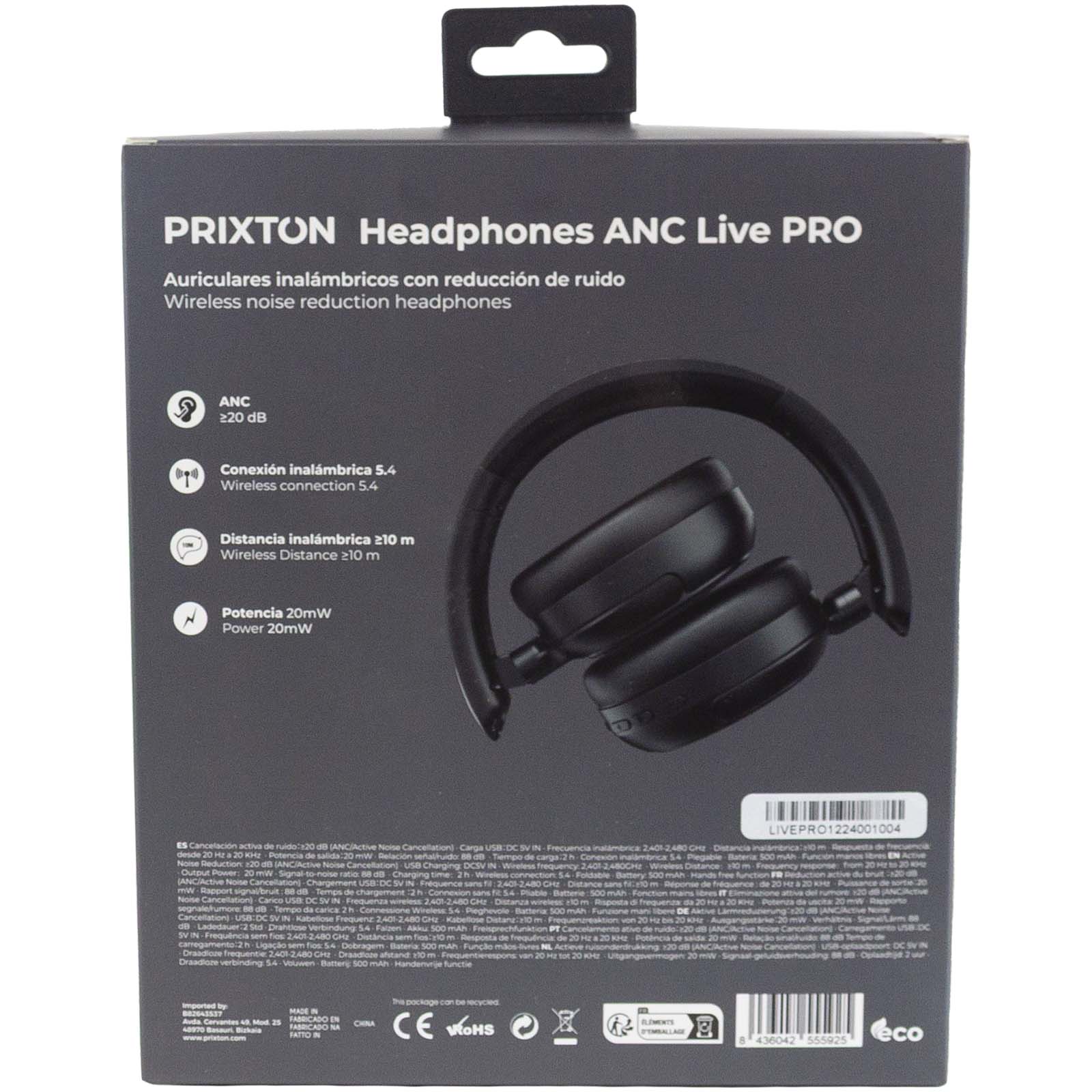 Prixton Live Pro ANC Bluetooth® Kopfhörer schwarz
