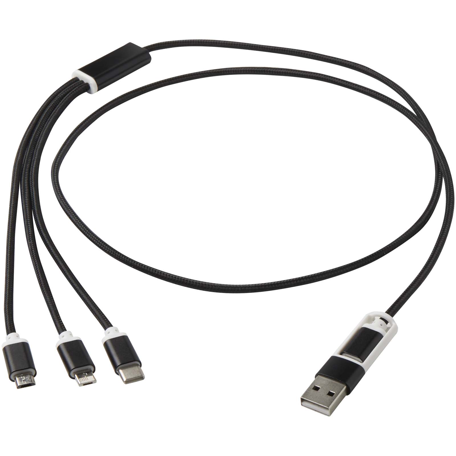 Versatile 5-in-1 Ladekabel aus recyceltem Aluminium schwarz