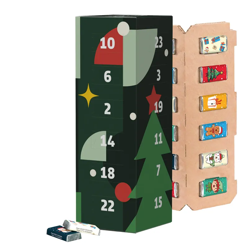 Adventskalender Eco High Tower, Alpenmilch-Schokotäfelchen