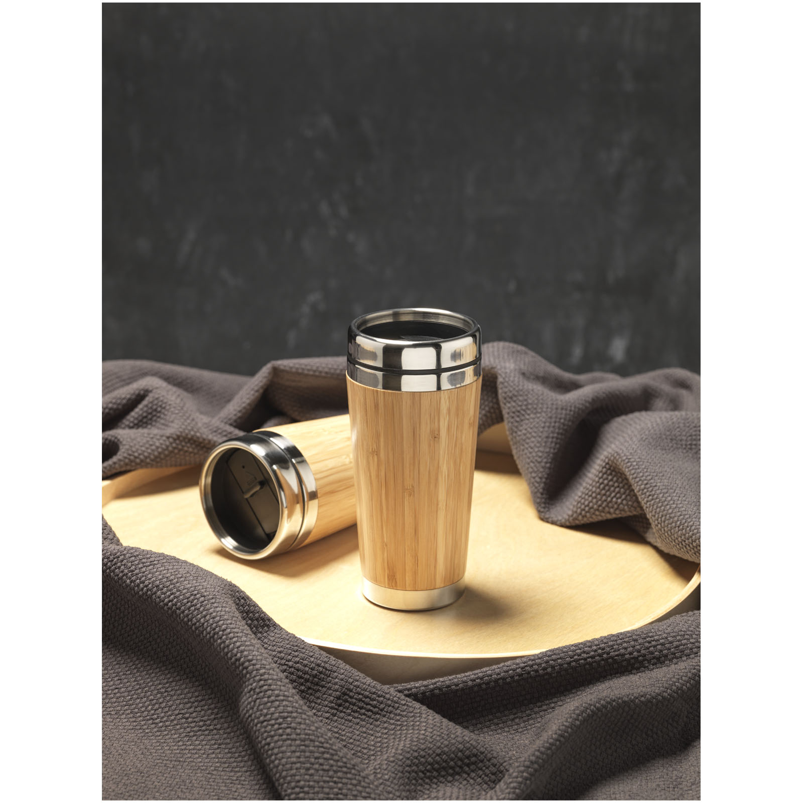 Bambus 450 ml Becher mit Bambus-Außenseite braun