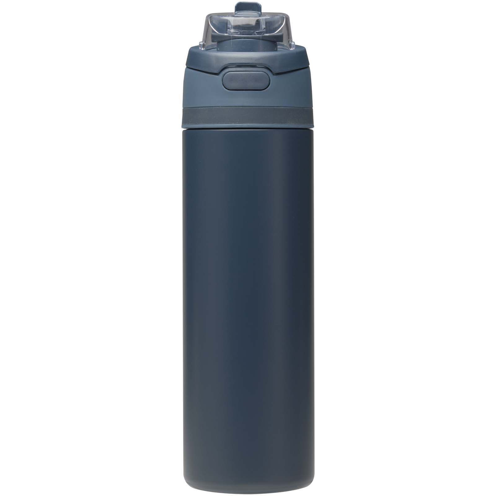 Theron 800 ml RCS Trinkflasche aus recyceltem, einwandigem Edelstahl mit Multifunktionsdeckel und Klappstrohhalm navy