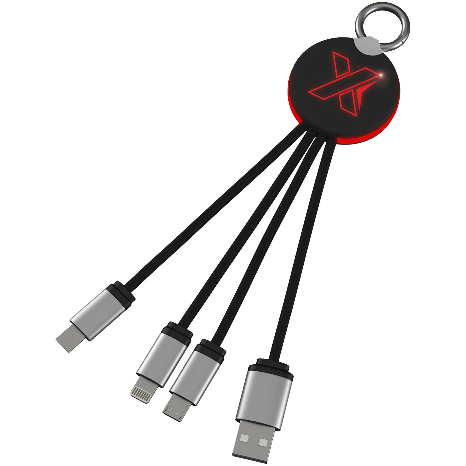 SCX.design C16 Kabel mit Leuchtlogo rot, schwarz