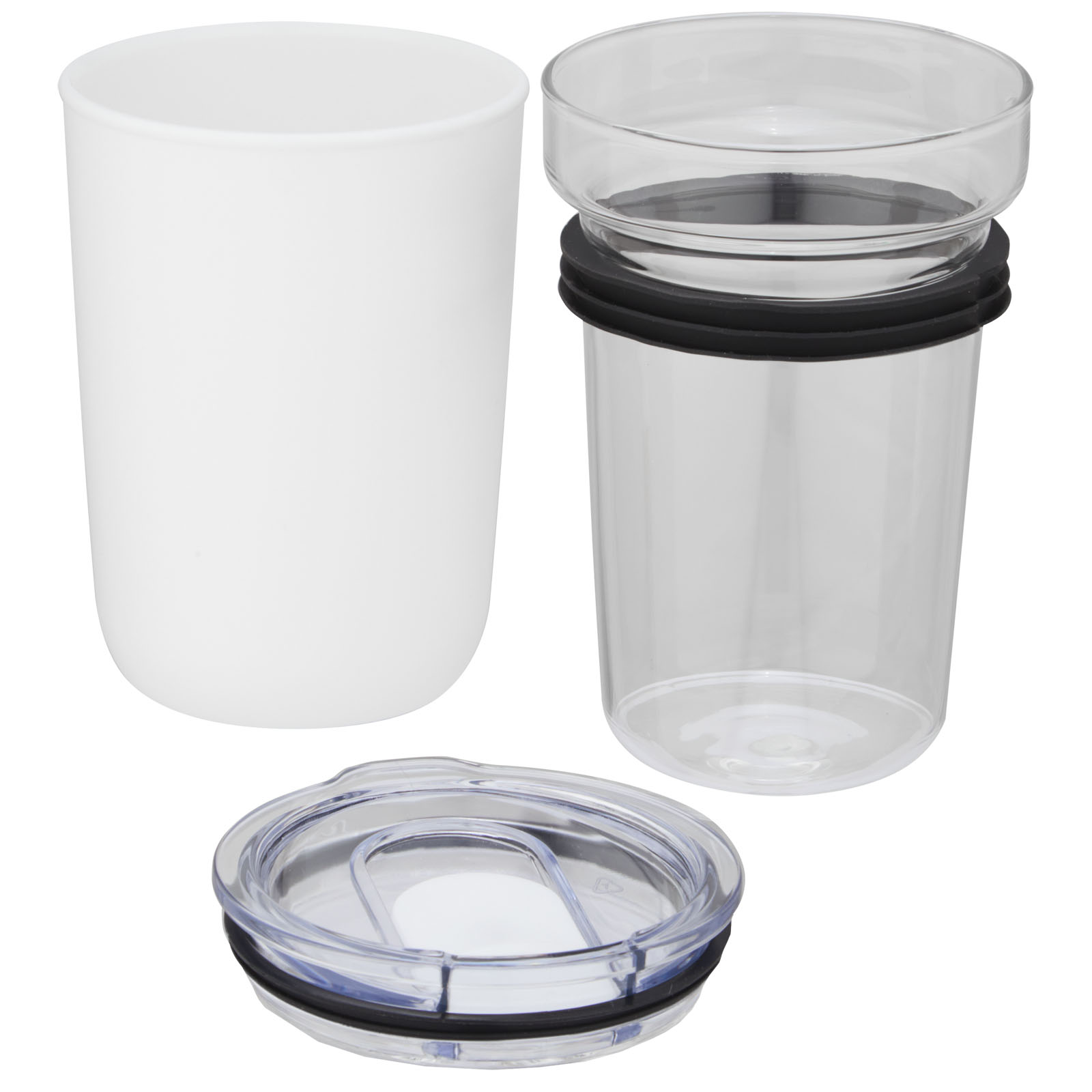 Bello 420 ml Glasbecher mit Außenwand aus recyceltem Kunststoff weiss