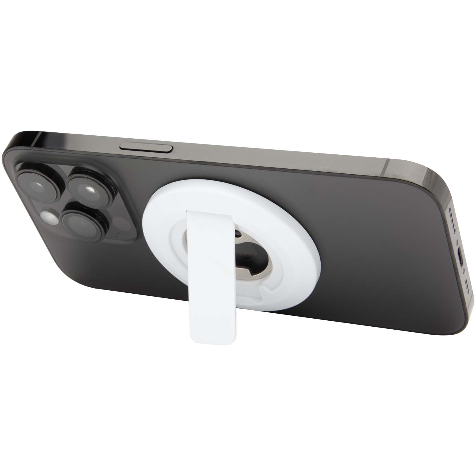 Ain Magnetische Smartphonehalterung  aus recyceltem Kunststoff mit Flaschenöffner weiss