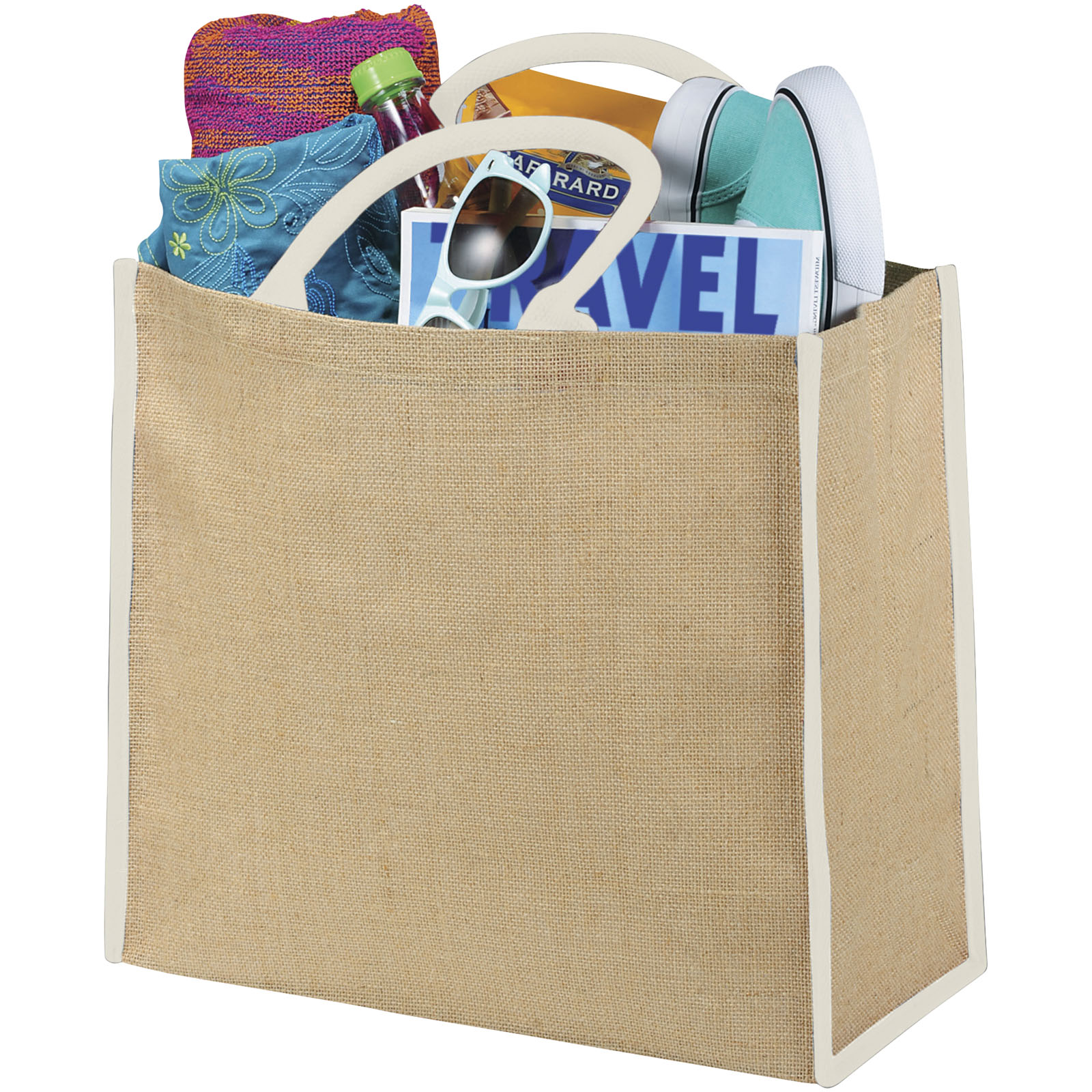 Harry farbige Jute Tragetasche 25L natur, weiss