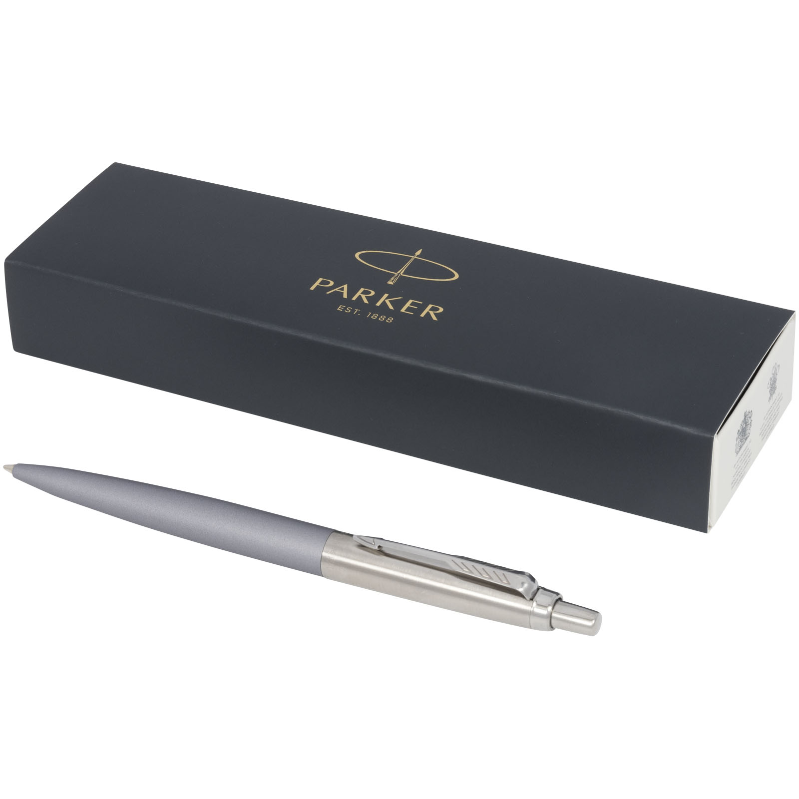 Parker Jotter XL matt mit Kugelschreiber mit Chromverzierung (blaue Mine) grau