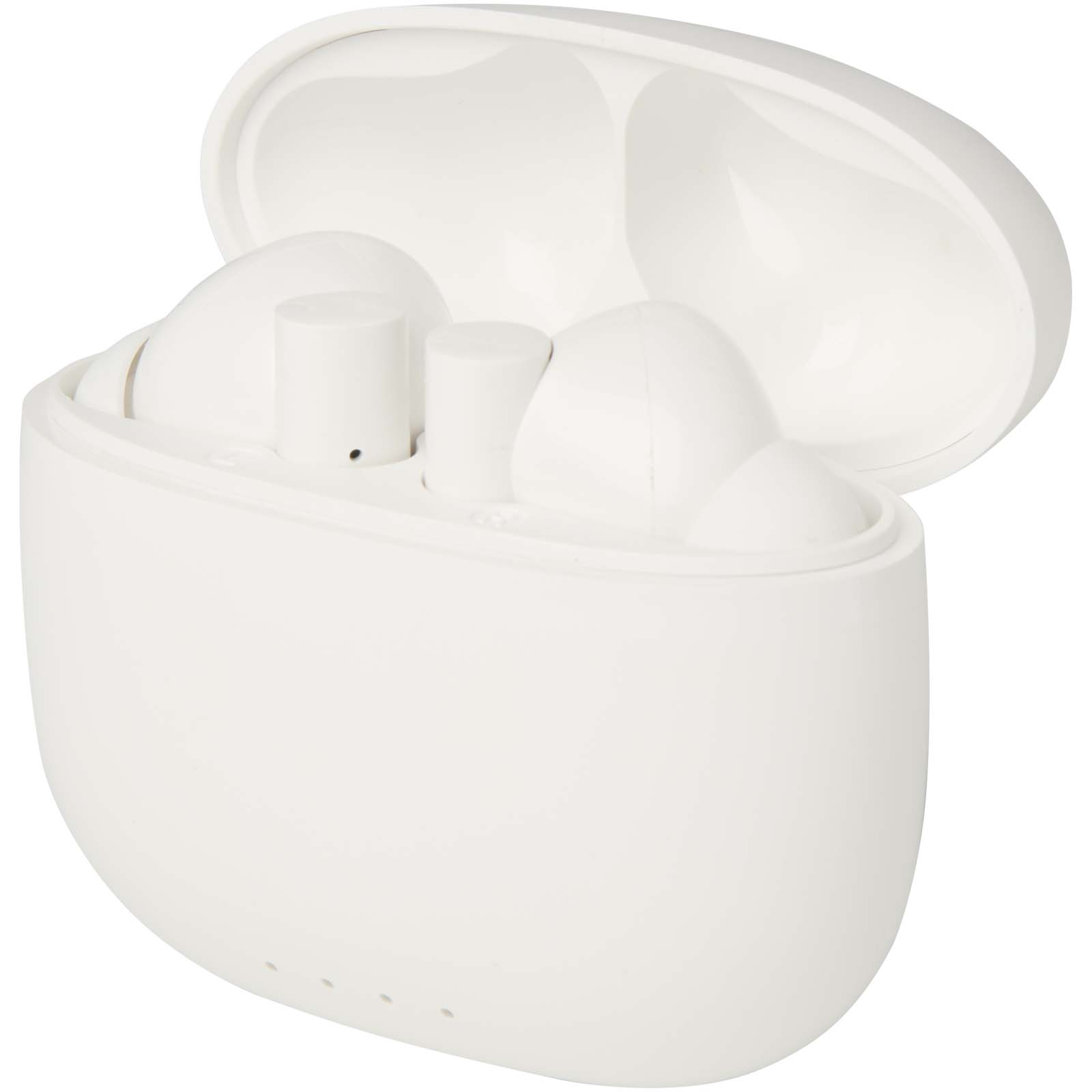 Alterf True Wireless Bluetooth® Headset aus recyceltem Kunststoff mit Silikon-Ohrstöpseln weiss