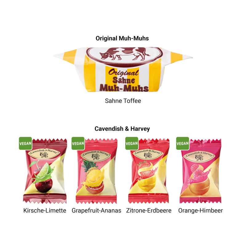 Geschenkbox Midi Schleife, Cavendish & Harvey Double Fruit Bonbons