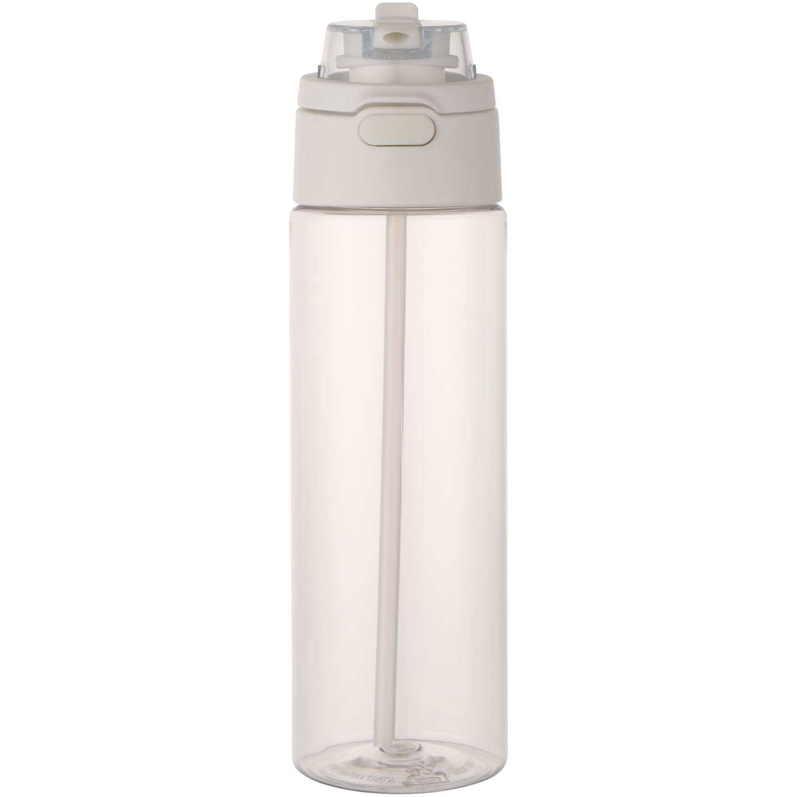 Theron 700 ml RCS Trinkflasche aus recyceltem Kunststoff mit Multifunktionsdeckel und Klappstrohhalm transparent klar