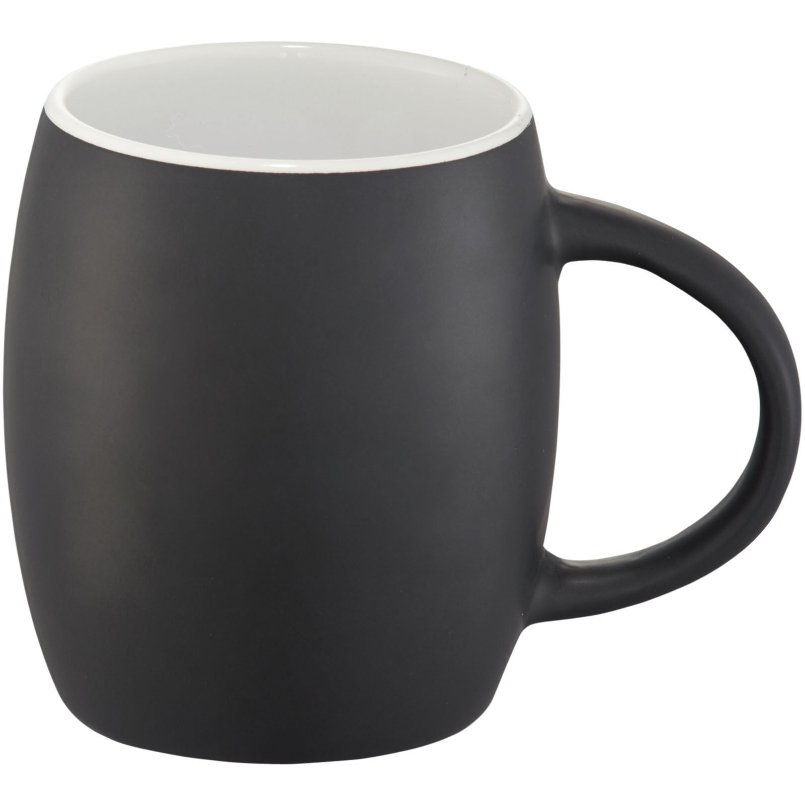 Hearth 400 ml Keramiktasse mit Holz Untersetzer schwarz, weiss