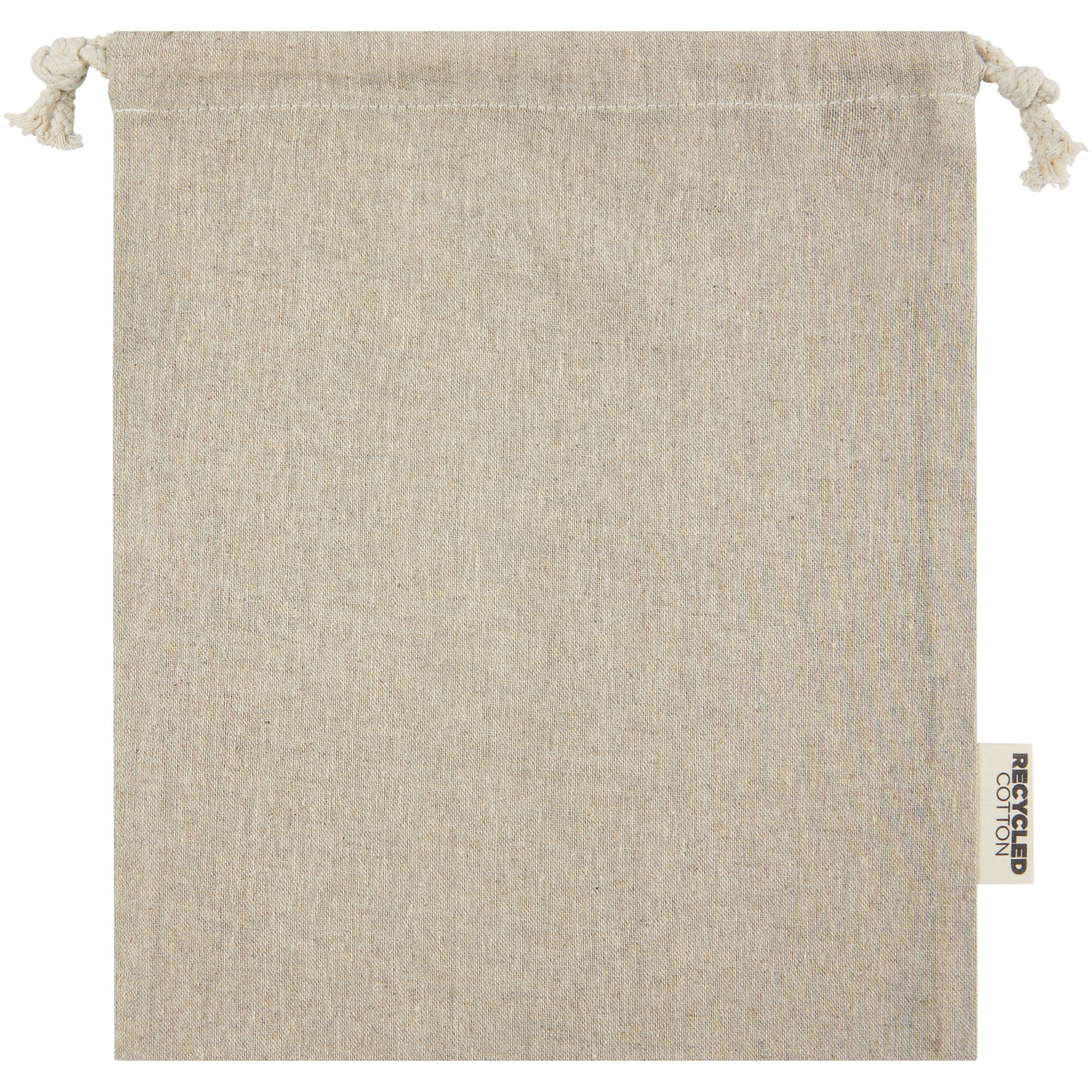 Pheebs 150 g/m² GRS Zuziehbeutel aus Recyclingbaumwolle mittel 1,5 l heather natur