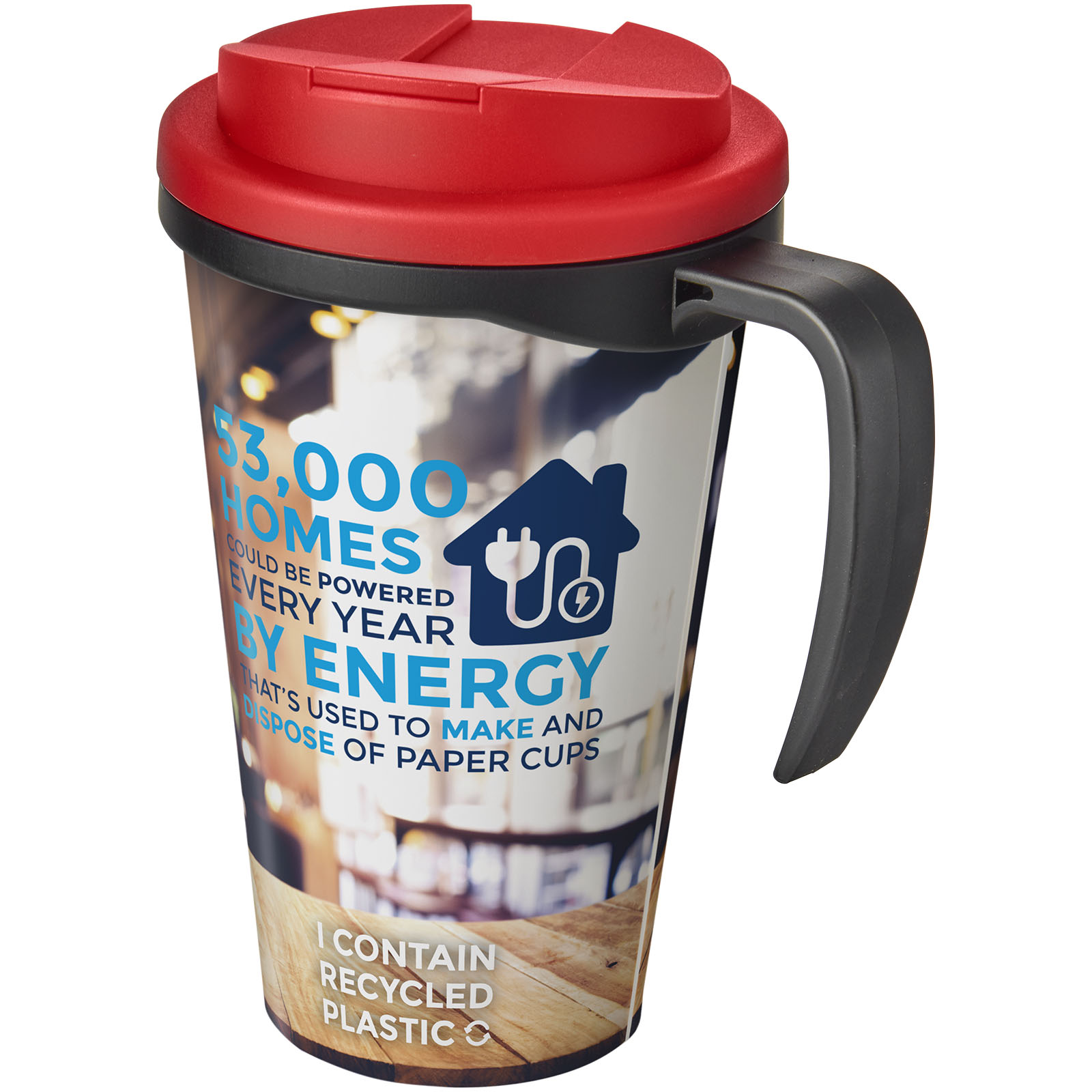 Brite-Ameriano® Grande 350 ml Isolierbecher mit auslaufsicherem Schraubverschluss schwarz, rot