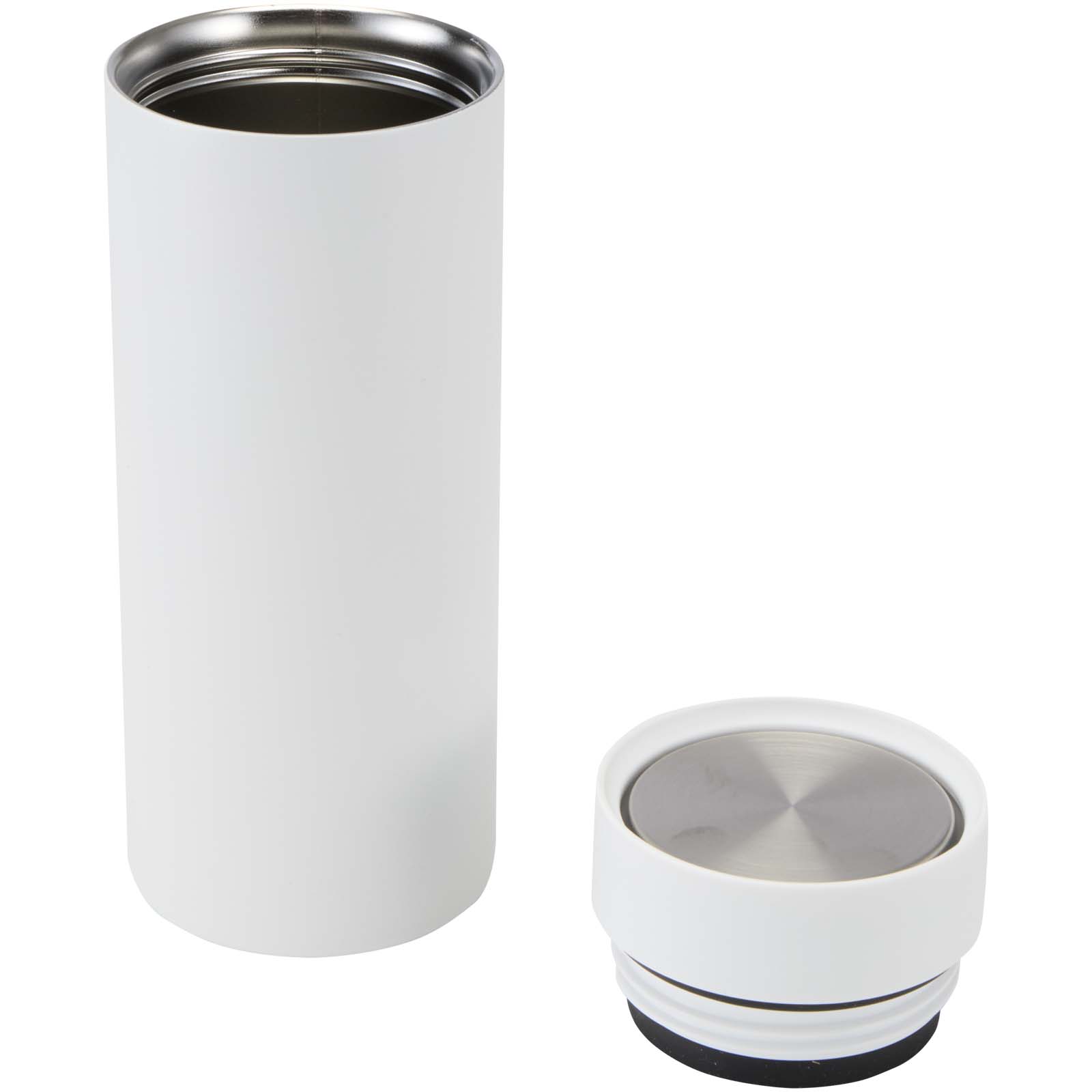 Illuminate 650 ml RCS-zertifizierte doppelwandige Trinkflasche aus recyceltem Edelstahl mit 3-teiligem Deckelset weiss