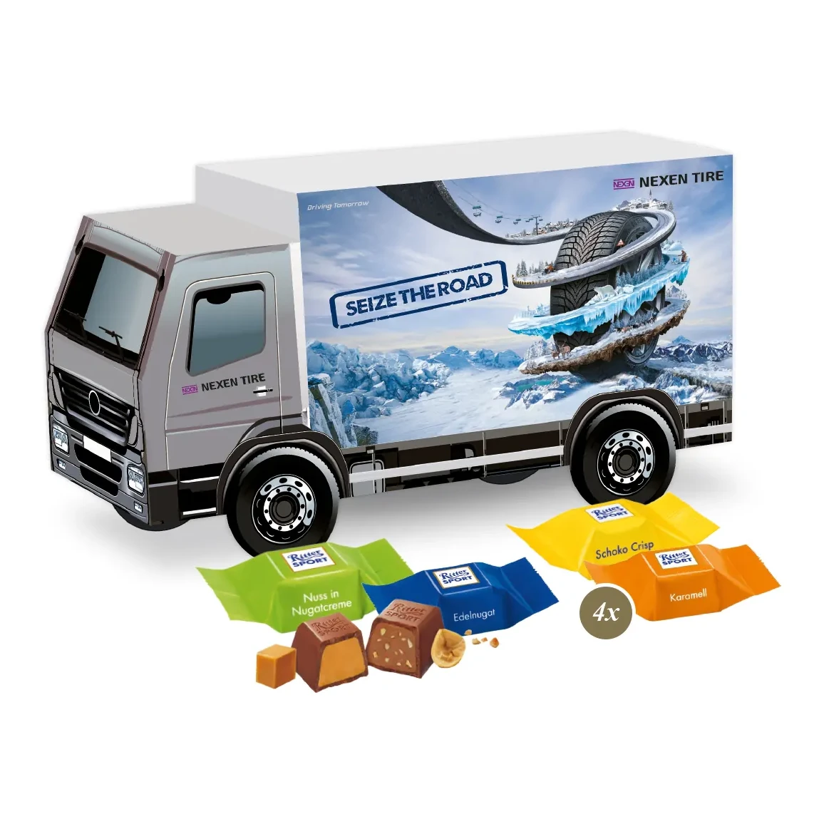3D Präsent "LKW" mit Ritter SPORT Schokowürfel