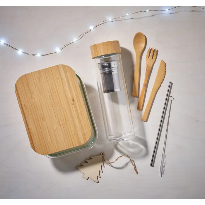 Lunchbox Glas mit Bambus