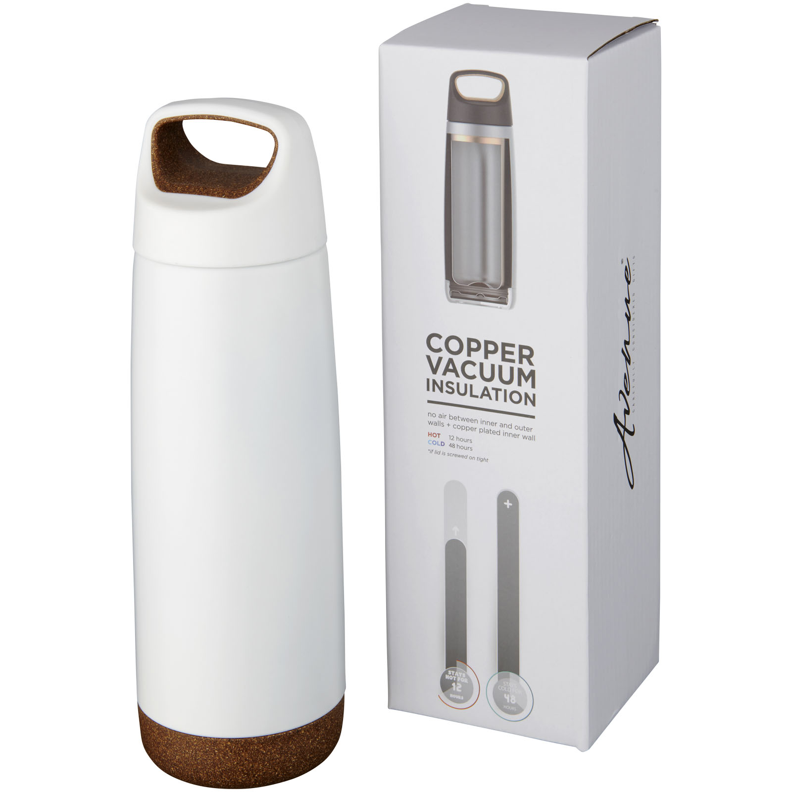 Valhalla 600 ml Kupfer-Vakuum Isolierflasche weiss