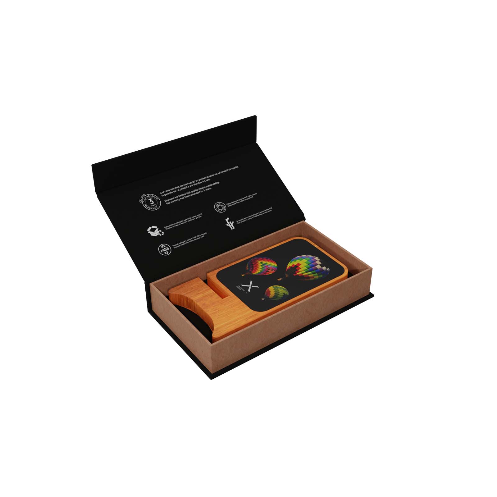 SCX.design W16 kabelloser 15-Watt-Ladeständer aus Holz mit Leuchtlogo holz