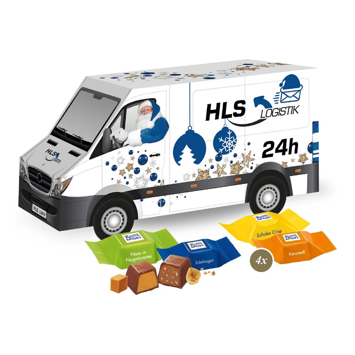 3D Präsent "Transporter" mit Ritter SPORT Schokowürfel