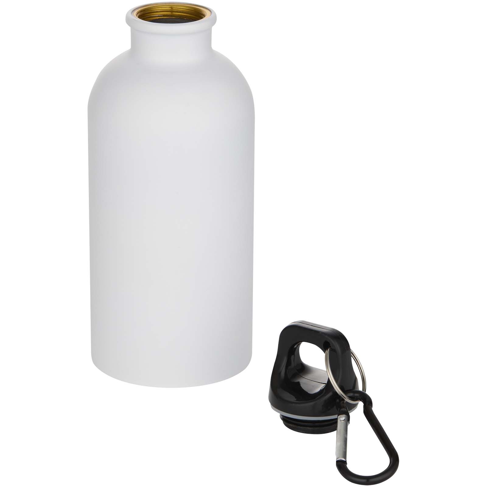 Oregon 400 ml matte RCS-zertifizierte einwandige Trinkflasche aus recyceltem Edelstahl mit Karabinerhaken weiss