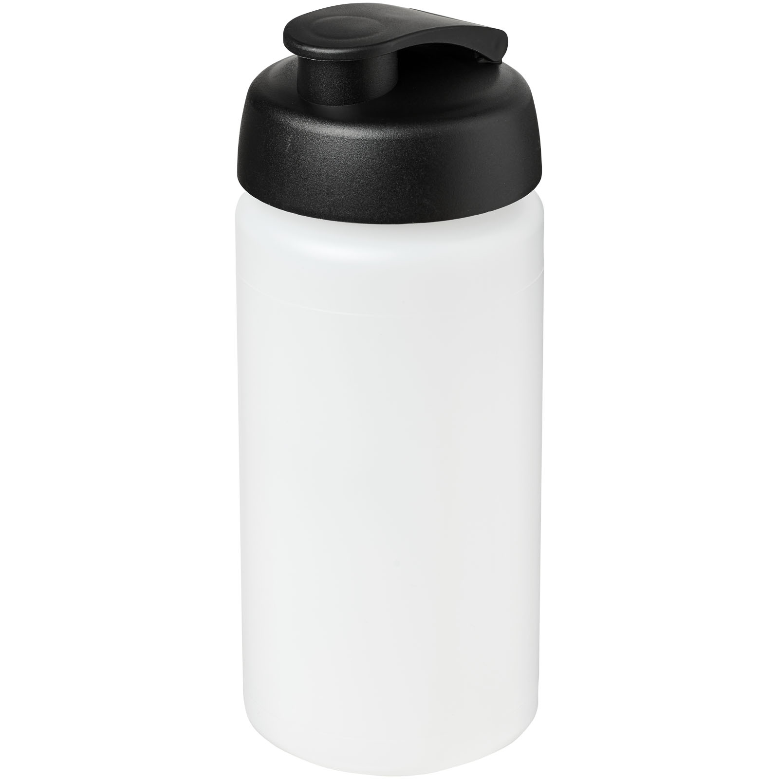 Baseline® Plus grip 500 ml Sportflasche mit Klappdeckel transparent, schwarz