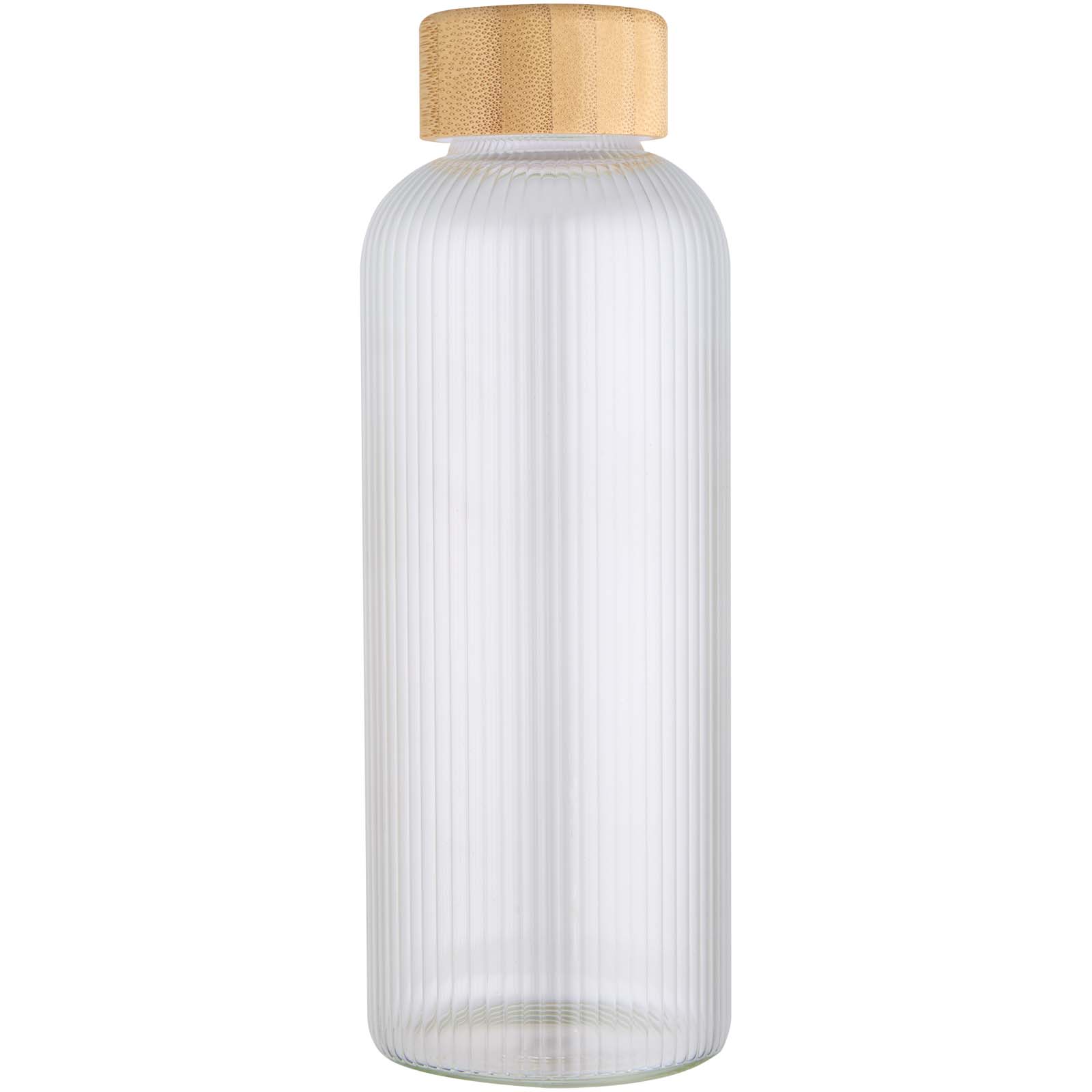 Mirage 650 ml einwandige Trinkflasche aus Borosilikatglas mit Bambusdeckel transparent