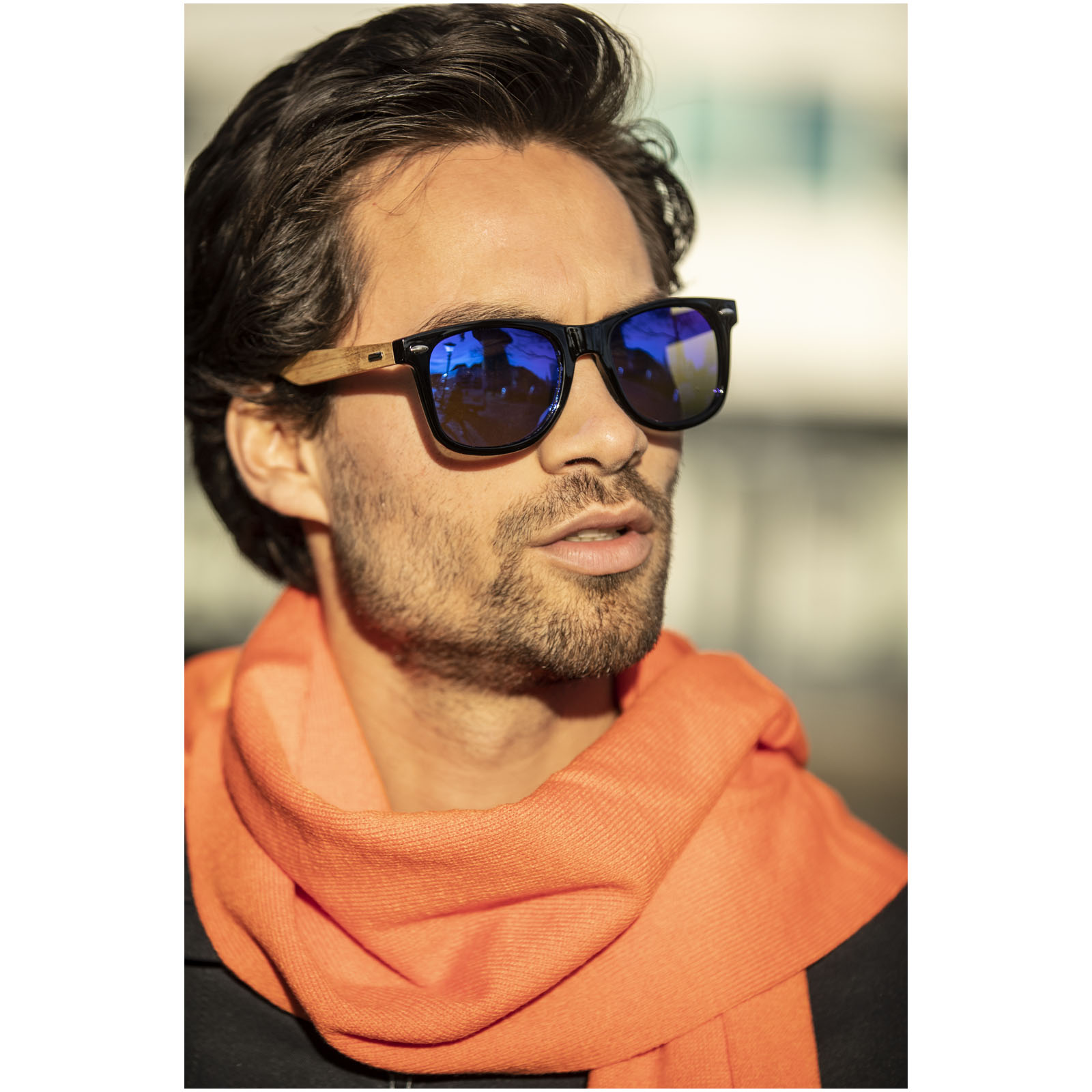 Hiru verspiegelte polarisierte Sonnenbrille aus rPET/Holz in Präsentbox holz