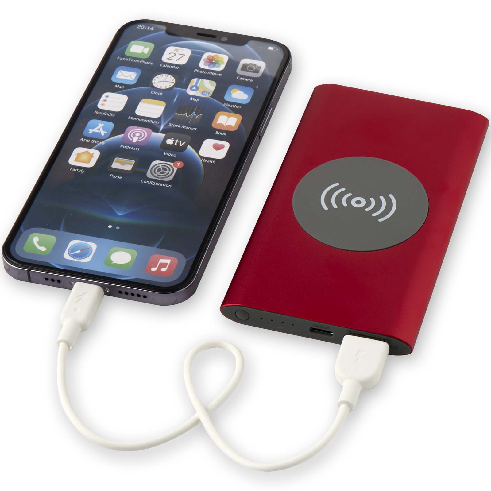 Juice 4000 mAh Typ-C kabellose Powerbank aus recyceltem Aluminium rot