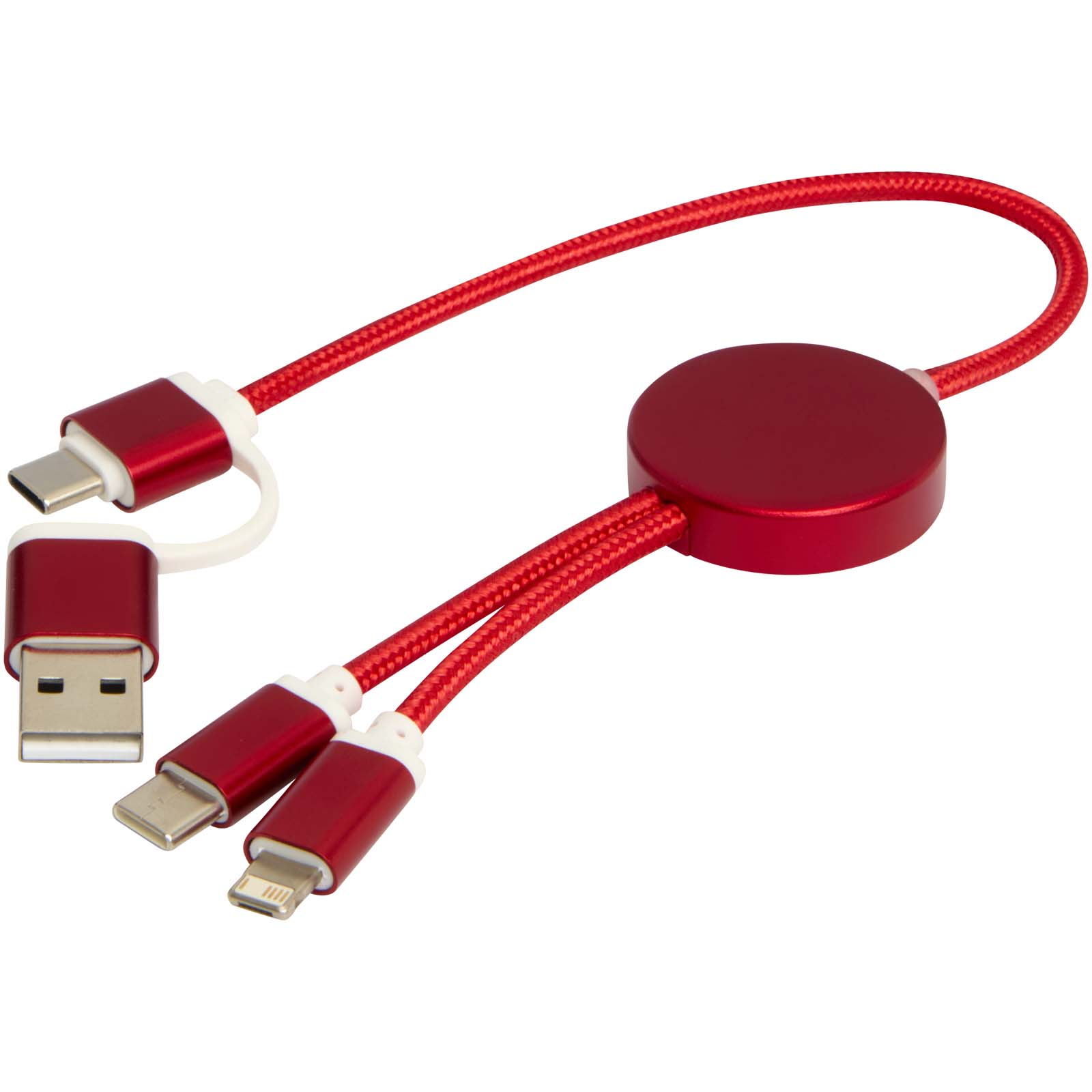 Alasia 30 cm 5-in-1 Kabel aus recyceltem Kunststoff für Datenübertragung und 27W Schnellladung rot