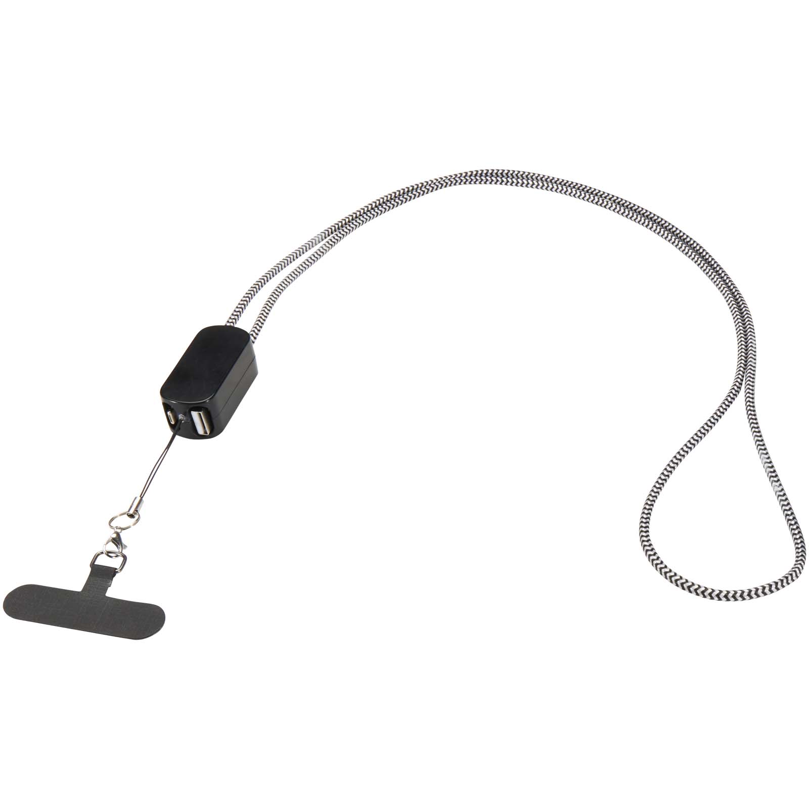 Anser Smartphone Lanyard aus recyceltem Kunststoff mit 27 W 5-in-1 integriertem Kabel schwarz
