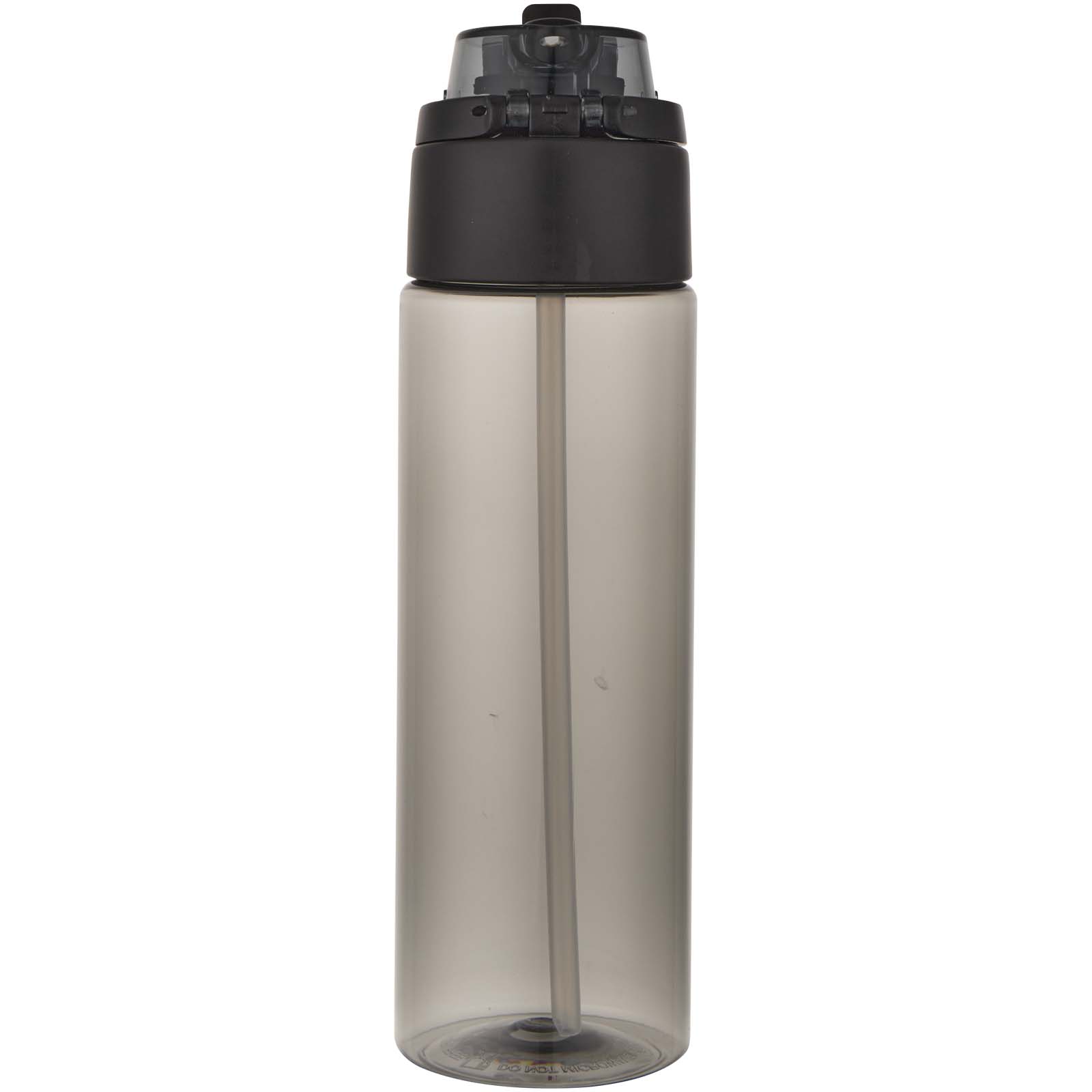 Theron 700 ml RCS Trinkflasche aus recyceltem Kunststoff mit Multifunktionsdeckel und Klappstrohhalm schwarz