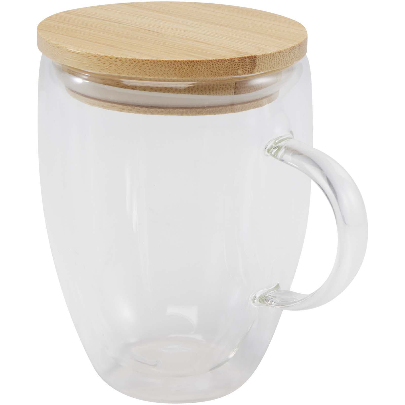 Leona 350 ml Glasbecher mit Bambusdeckel transparent klar