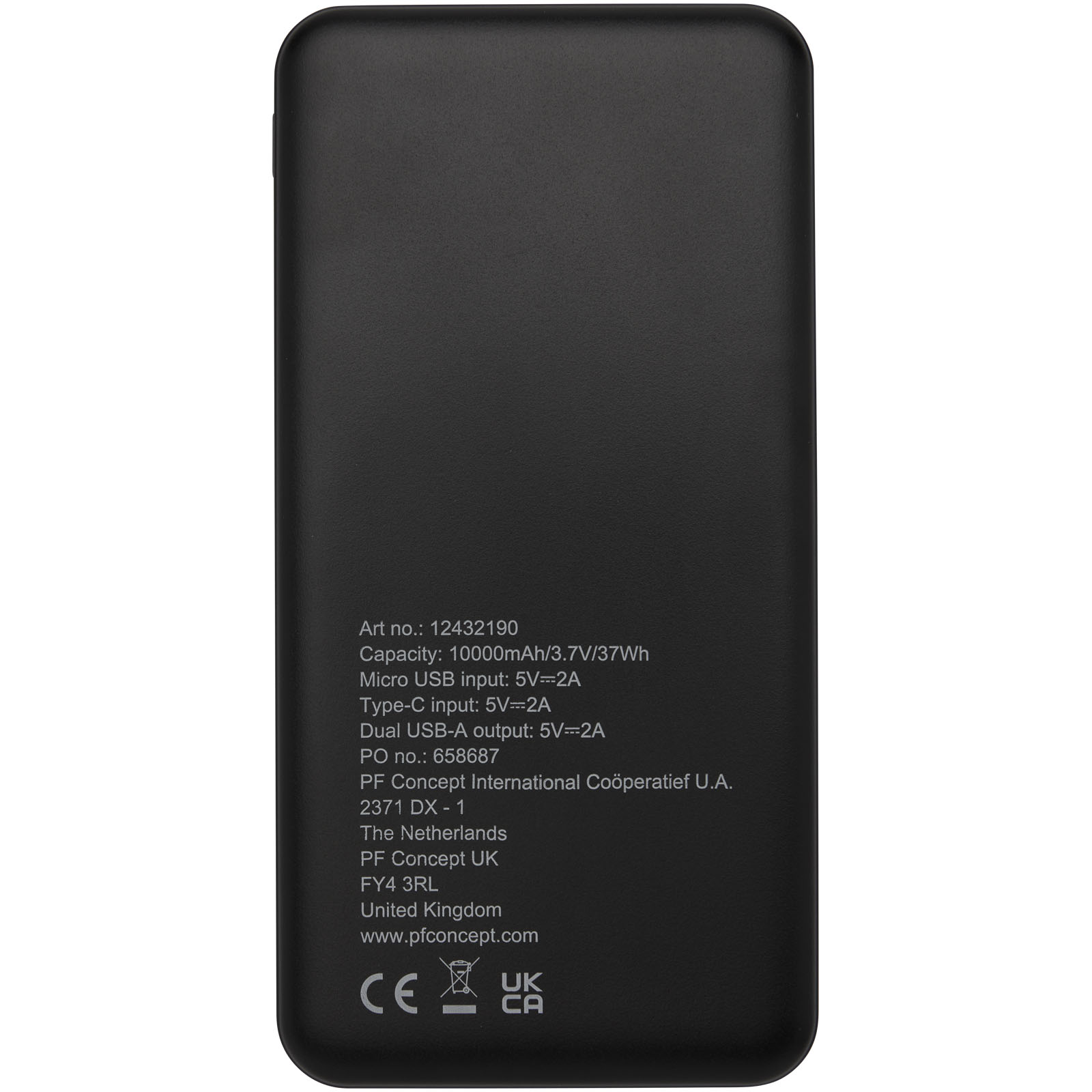 Loop 10.000 mAh Powerbank aus recyceltem Kunststoff schwarz