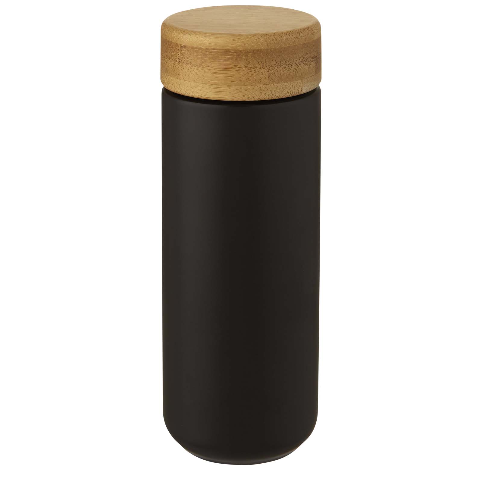 Lumi 300 ml Keramikbecher mit Bambusdeckel schwarz