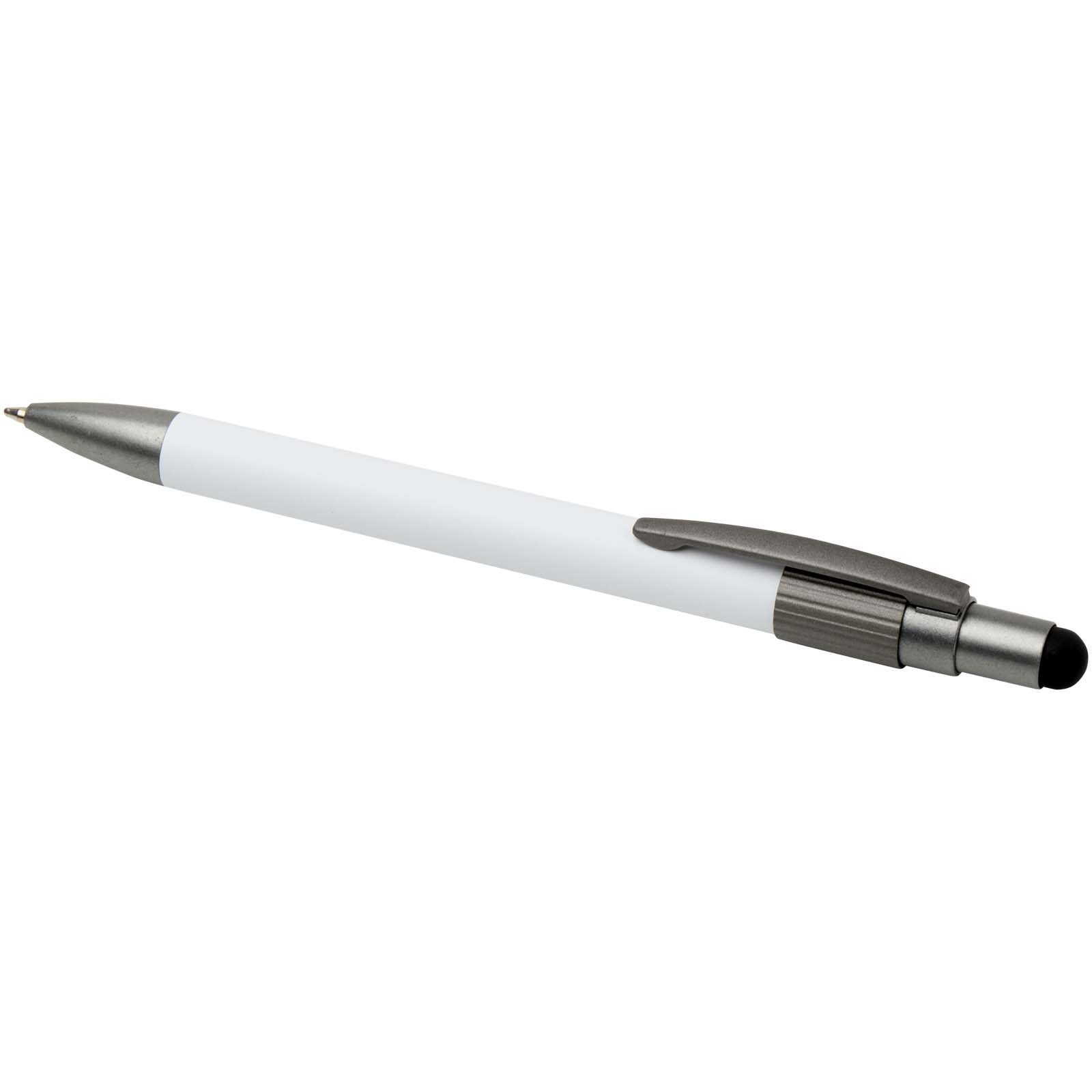 Rill RCS recycelter Kugelschreiber mit Stylus und Fidget Spinner (blaue Mine) weiss