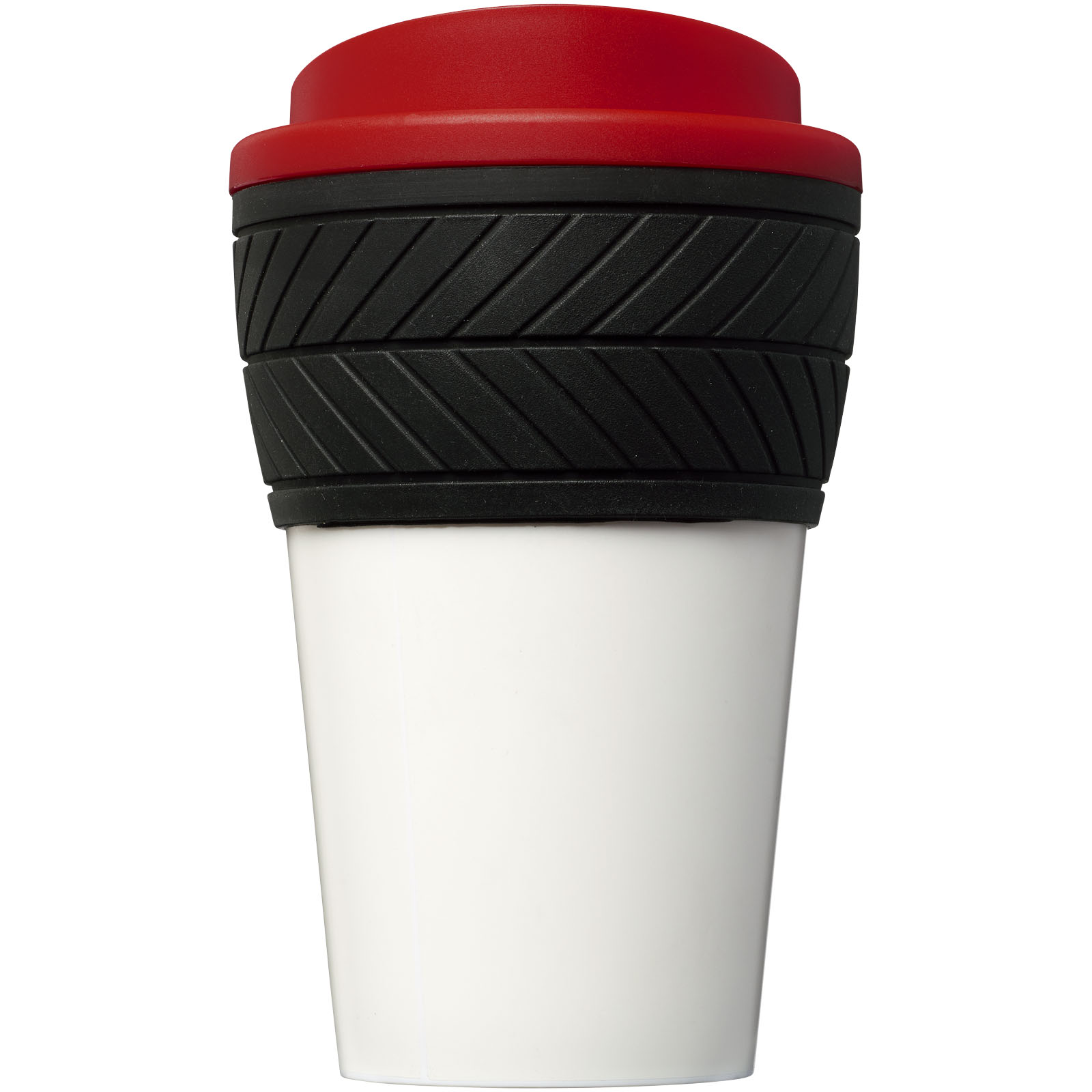 Brite-Americano® 350 ml Isolierbecher mit Schutzring Reifen-Design rot