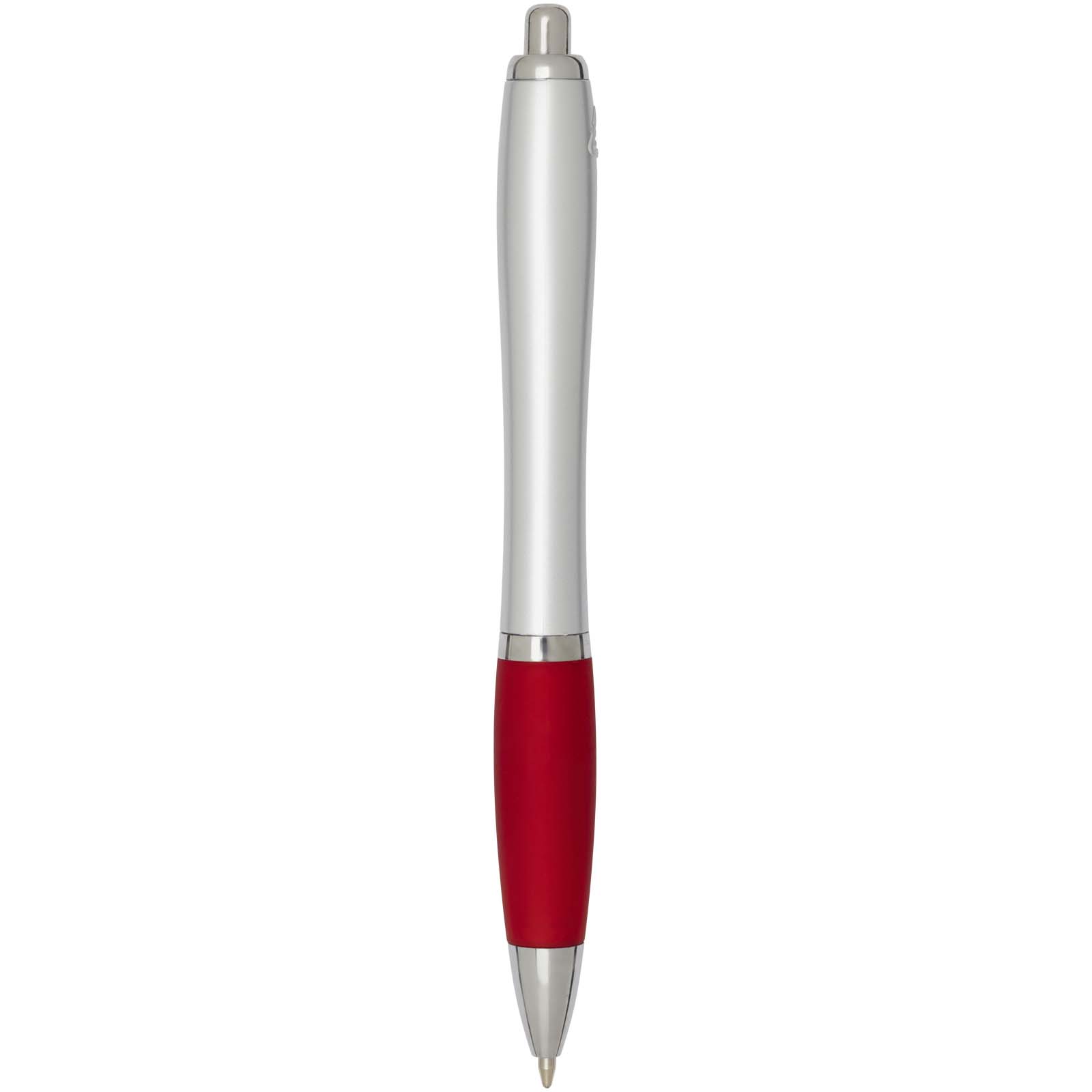 Nash RCS Kugelschreiber aus recyceltem Kunststoff mit silbernem Schaft und farbigem Griff (schwarze Tinte) rot