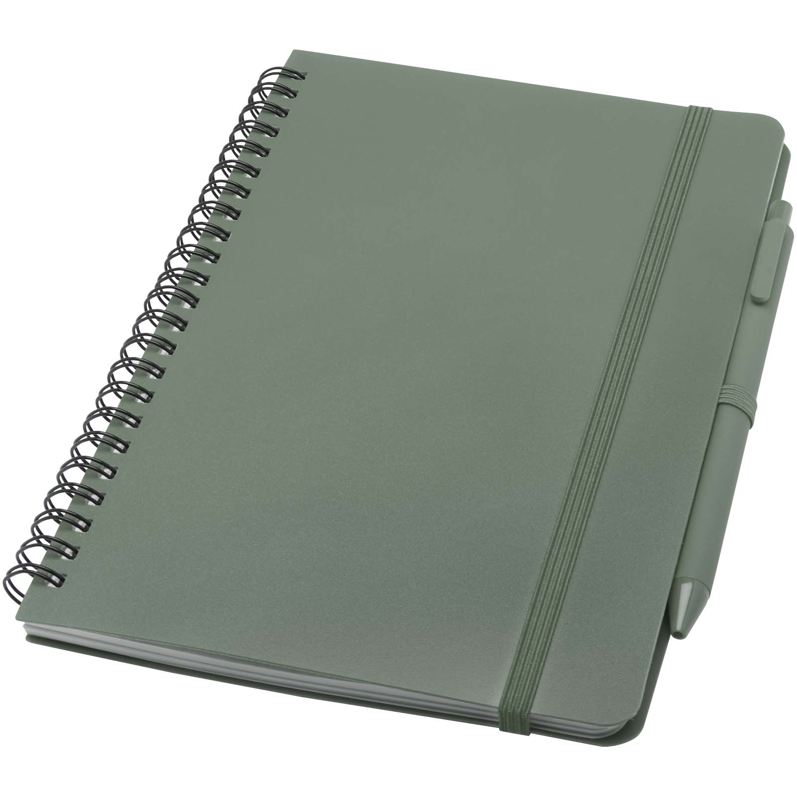 Thalaasa A5 Hardcover Notizbuch mit Kugelschreiber (schwarze Mine) heather grün