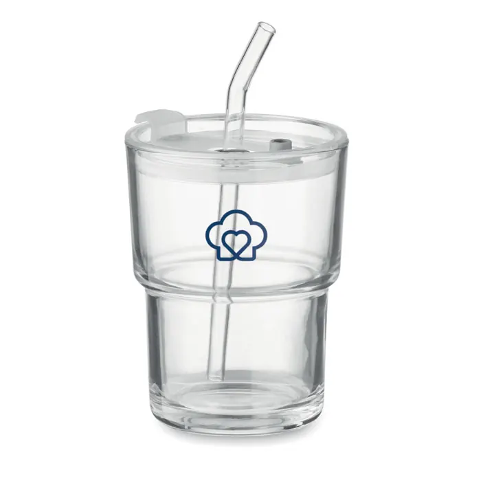 Glasbecher mit Trinkhalm 400ml