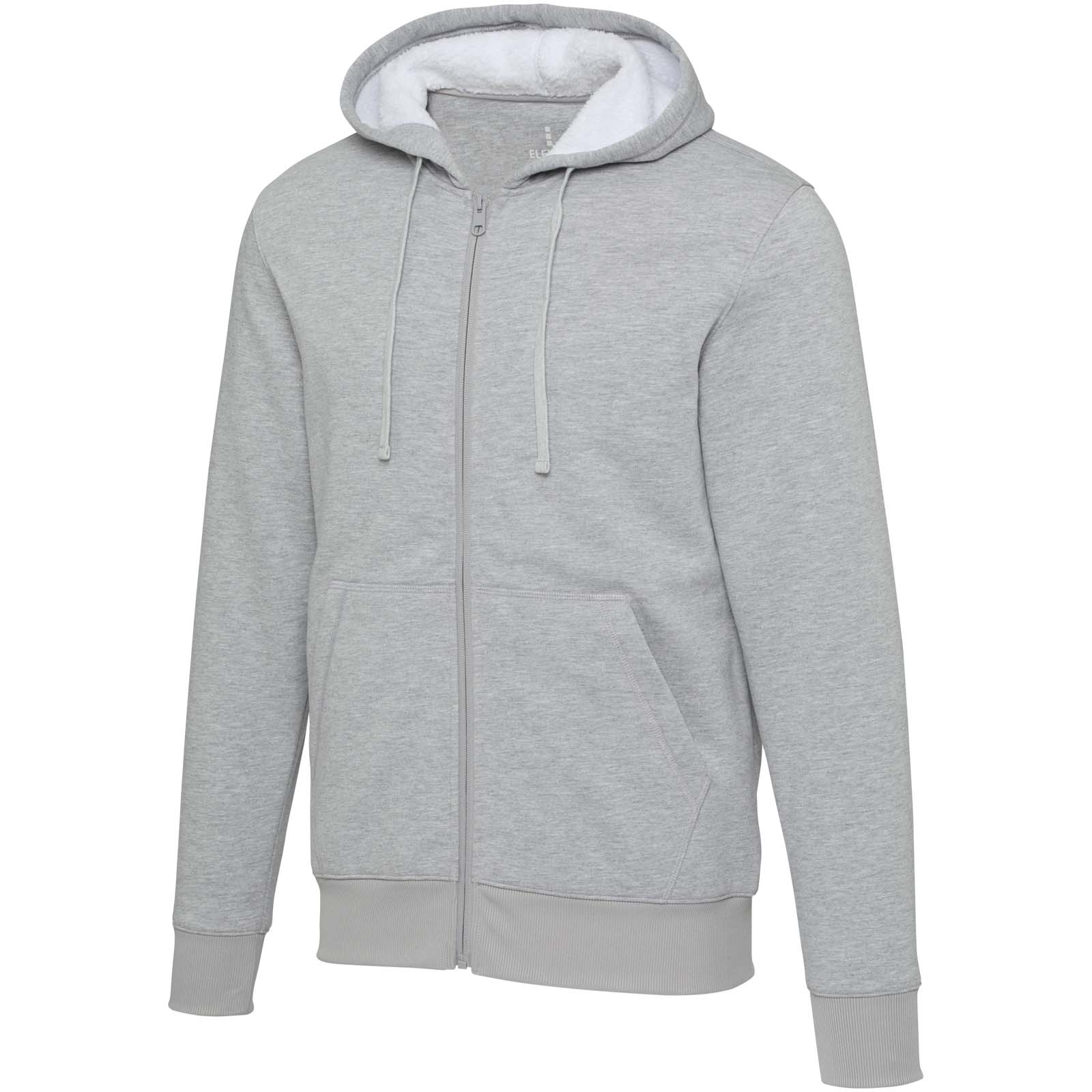 Natron 320 g/m² Sherpa-Kapuzenjacke mit Reißverschluss heather grau