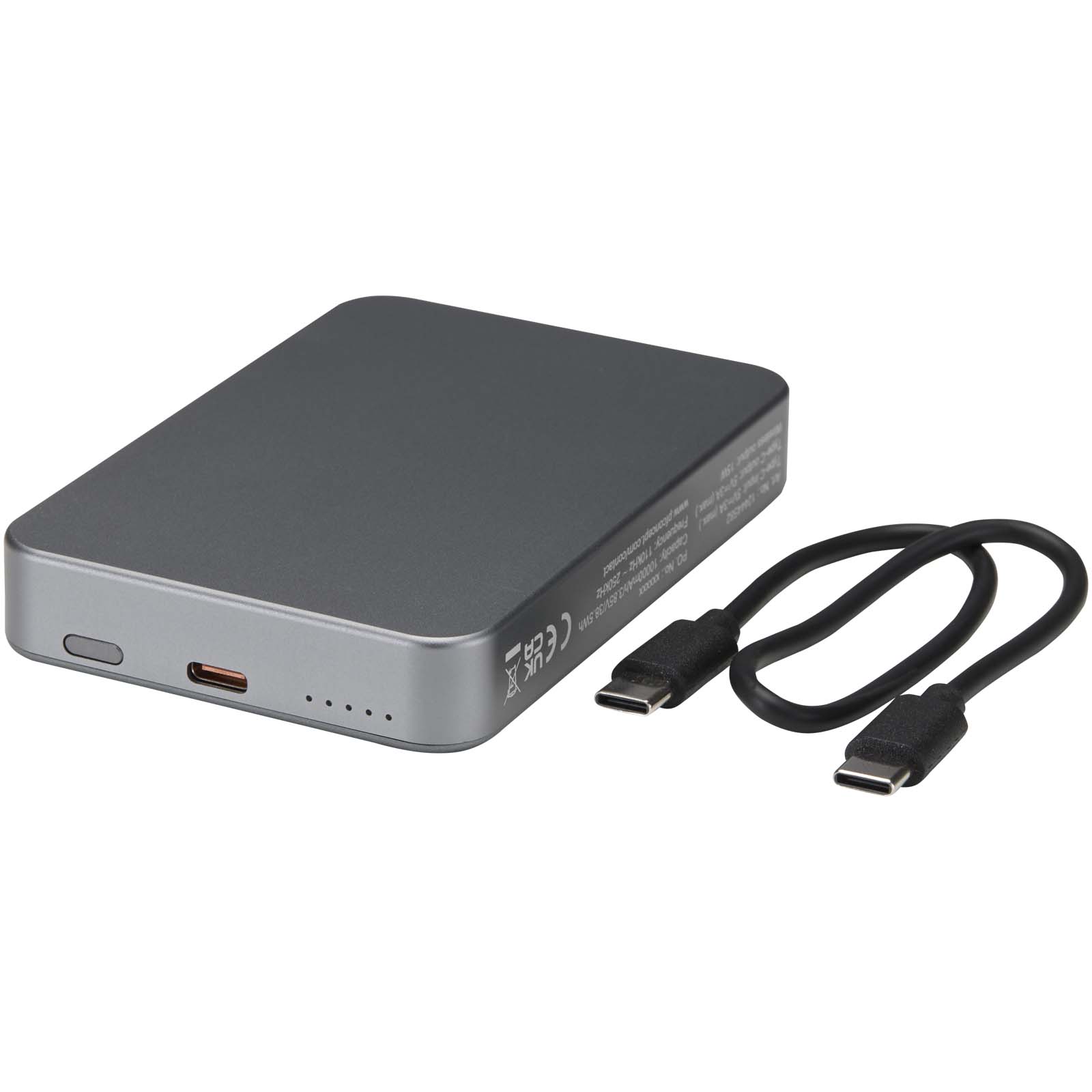 Avis 10.000 mAh RCS Powerbank aus recyceltem Aluminium mit Magnetfunktion gun metal