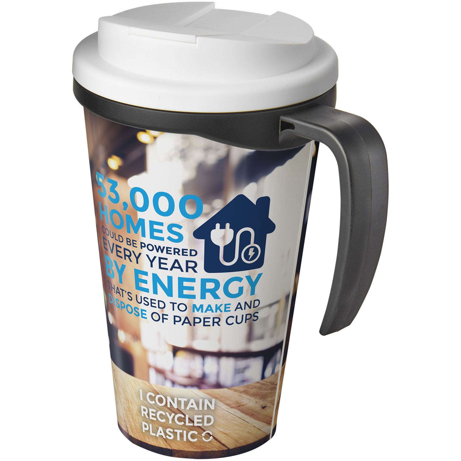 Brite-Ameriano® Grande 350 ml Isolierbecher mit auslaufsicherem Schraubverschluss schwarz, weiss