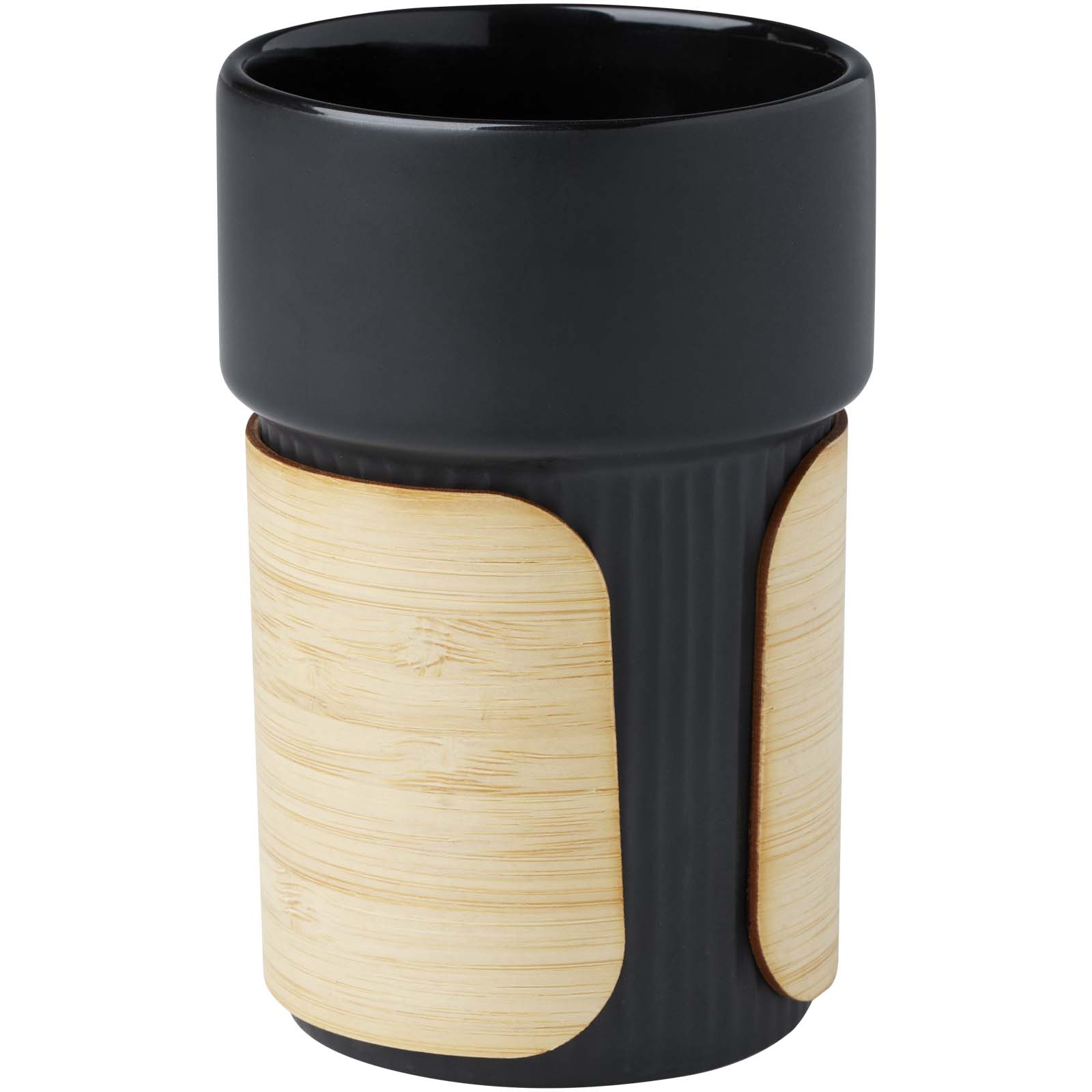 Fika 340 ml Becher mit Bambushülle schwarz