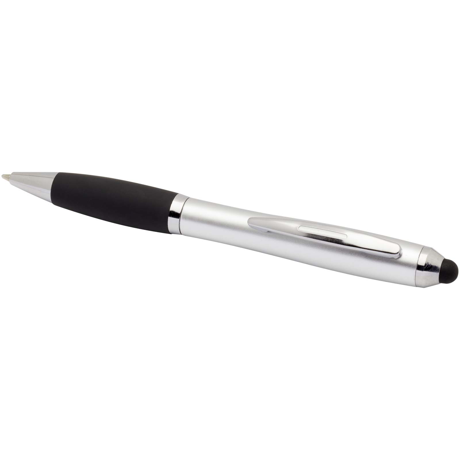 Nash RCS Stylus Kugelschreiber aus recyceltem Kunststoff mit farbigem Schaft und schwarzem Griff (blaue Tinte) silber