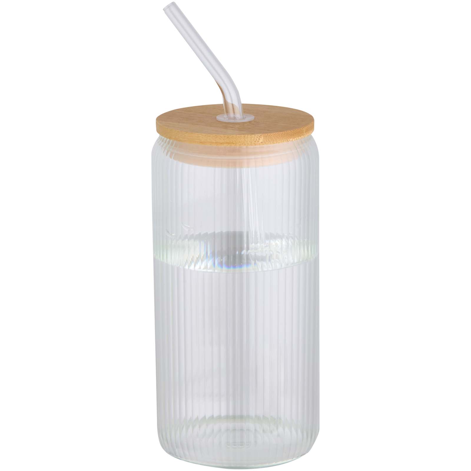 Mirage 500 ml einwandiges Glas aus Borosilikatglas mit Bambusdeckel transparent