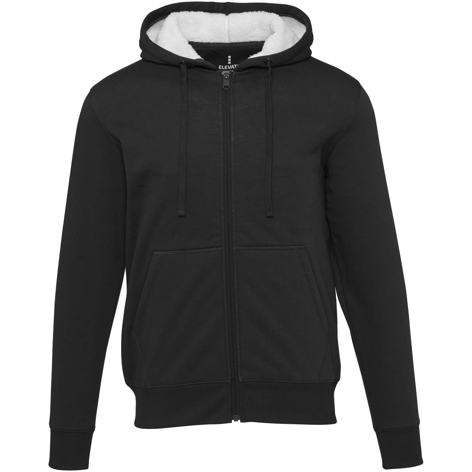 Natron 320 g/m² Sherpa-Kapuzenjacke mit Reißverschluss schwarz