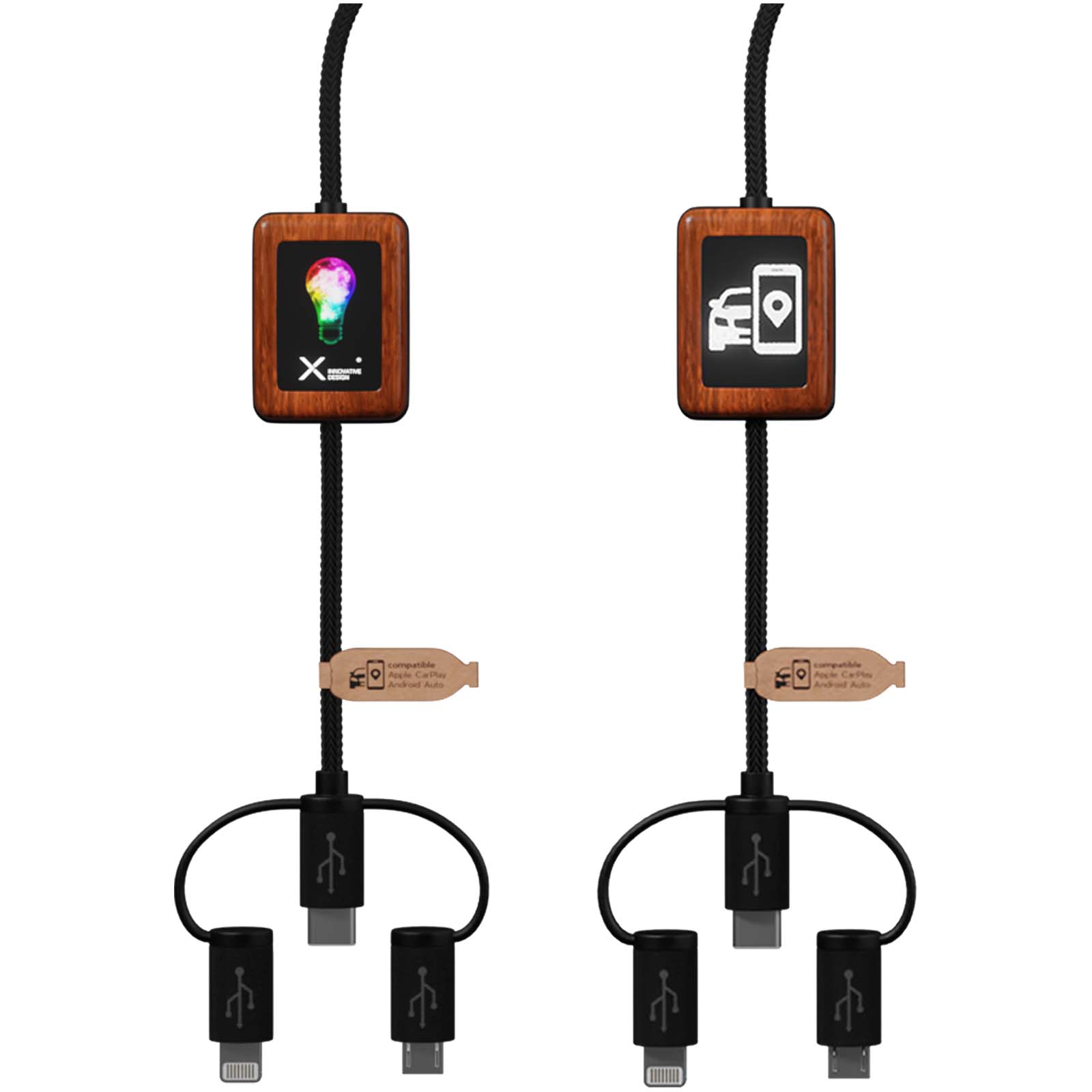 SCX.design C46 5-in-1 CarPlay-Kabel mit Leuchtlogo schwarz