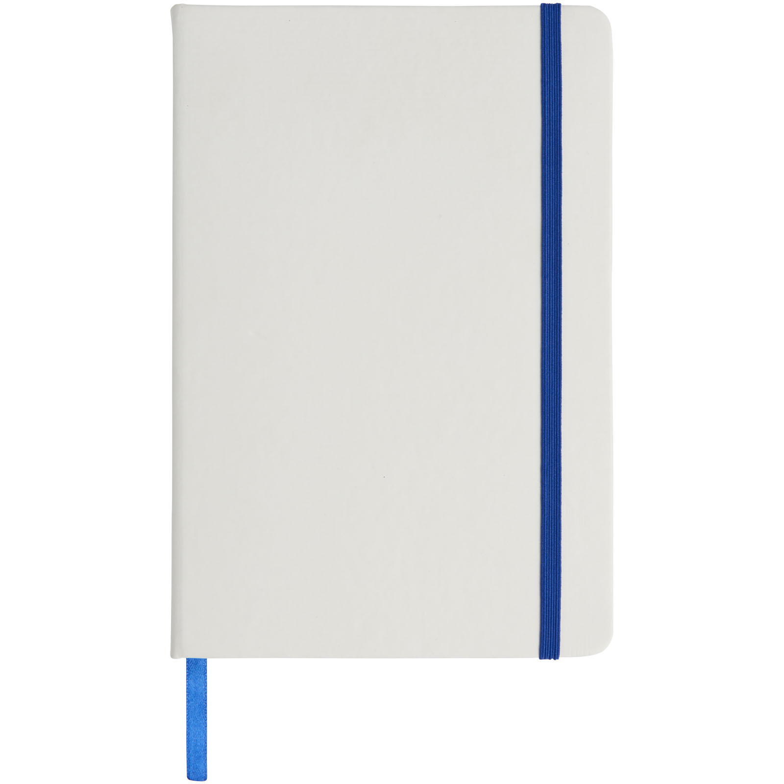 Spectrum weißes A5 Notizbuch mit farbigem Gummiband weiss, royalblau