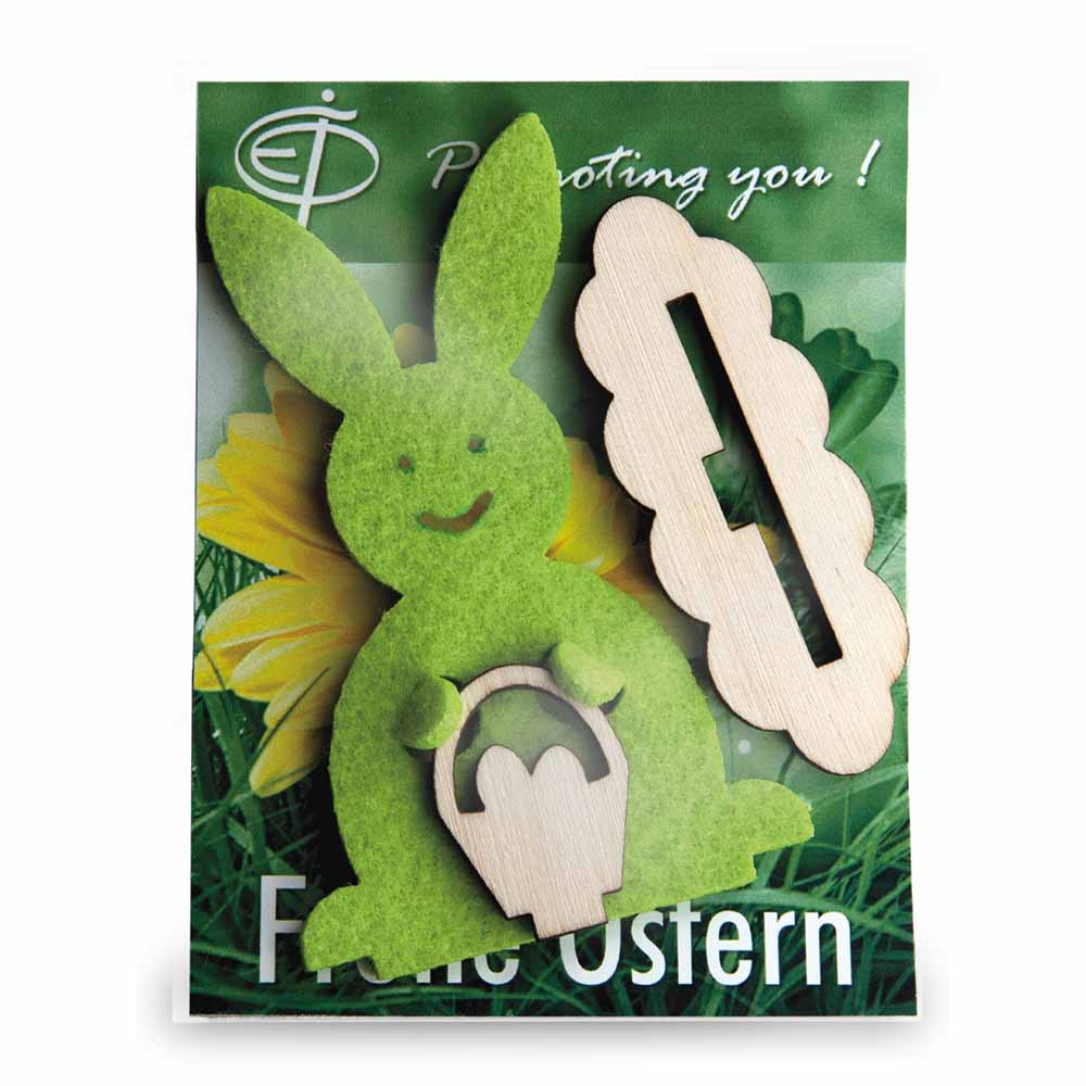 Steckfigur Hase in Werbekarte